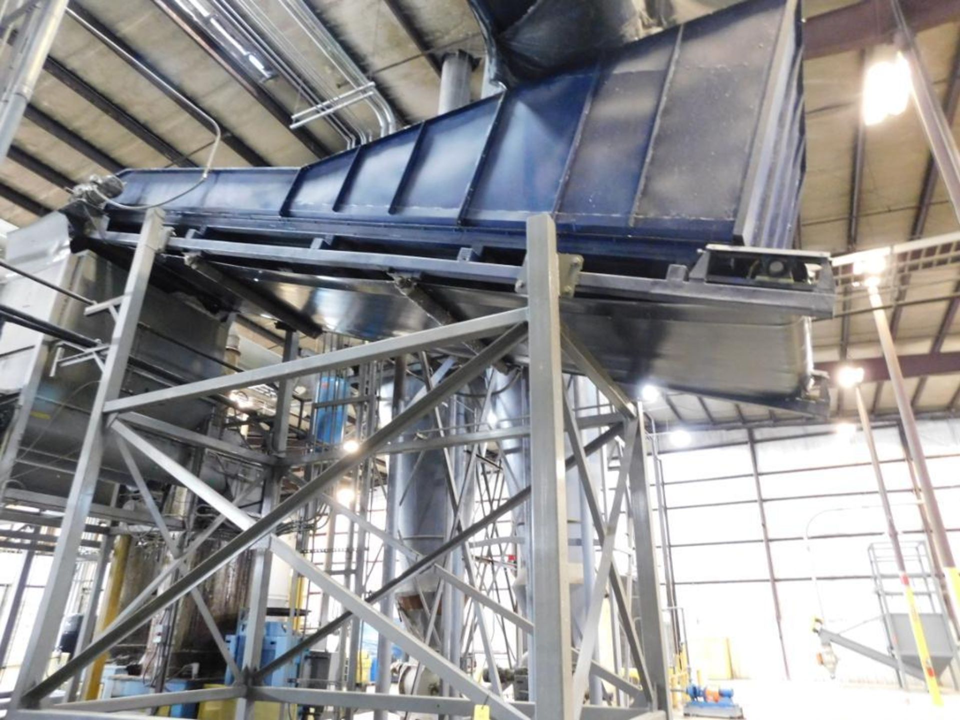 Inclined Rubber Belt Feed Conveyor, Carbon Steel, 66 in. Wide x 24 ft. Long Belt, with Motor, - Image 3 of 3