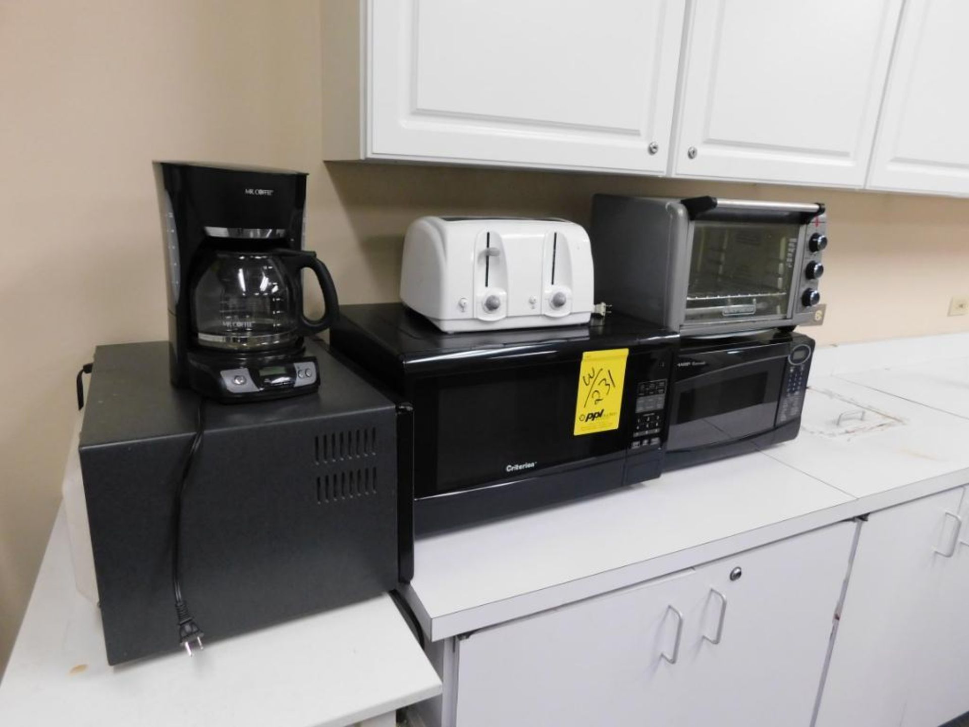 LOT: GE Refrigerator, (3) Microwaves, Toaster, Oven, Coffee Maker - Image 2 of 2