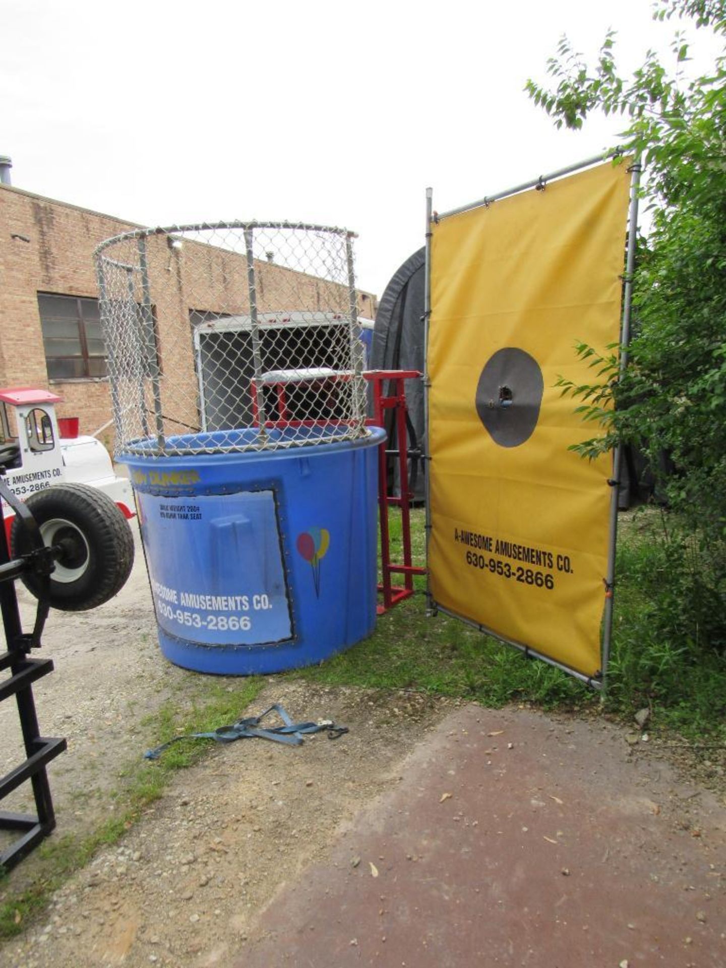 Dunk Tank Trailer mounted - includes bucket of balls, target and activation arm. (see lot 24A misc.