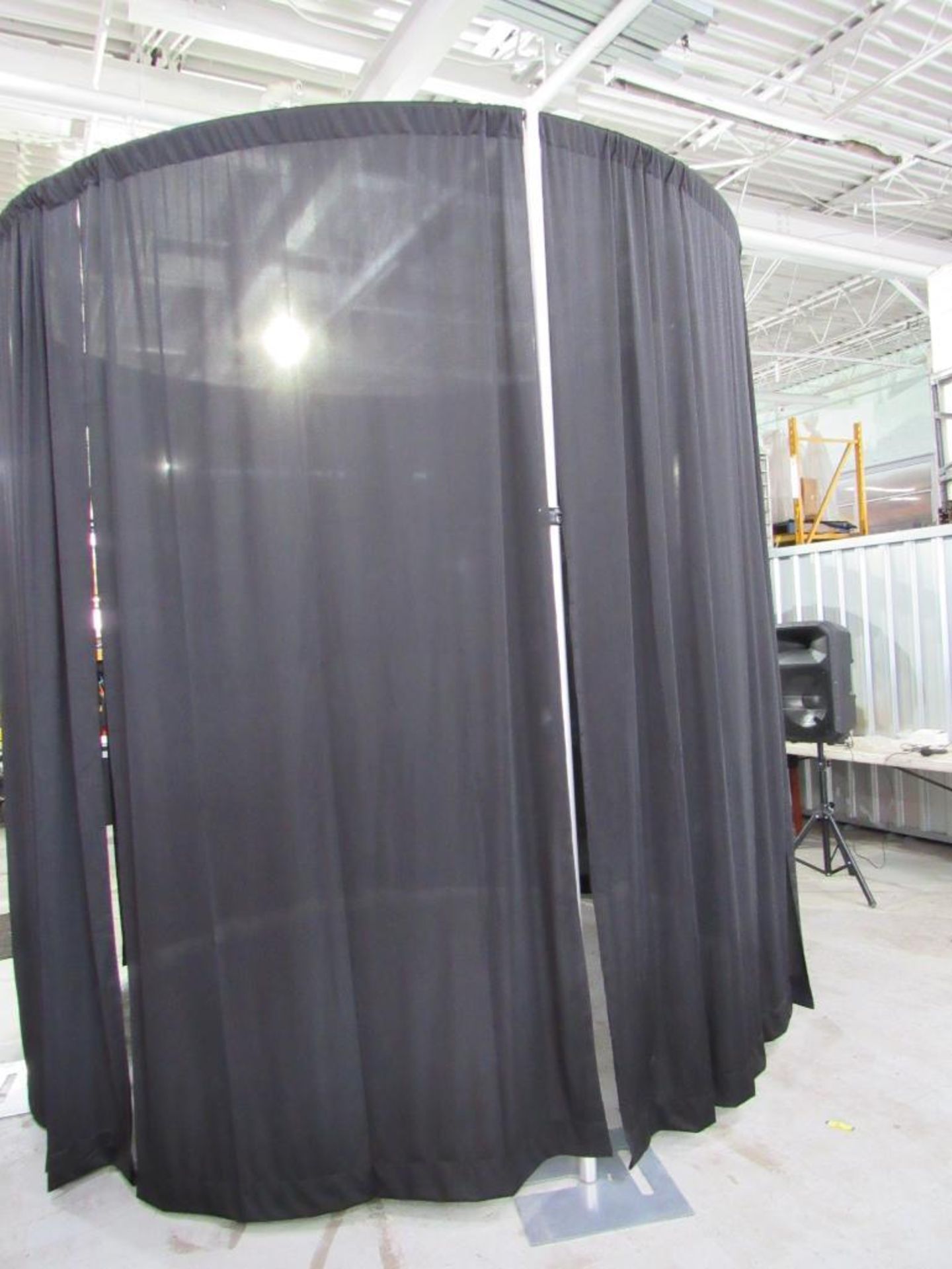 10 ft. Round Pipe and Drape System, 6 ft. - 10 ft. Adjustable Poles w/(8) Black Drapes