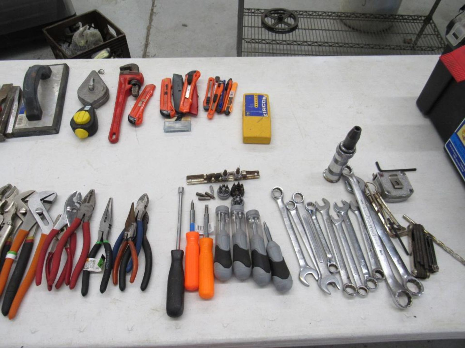LOT: Assortment of Wrenches, Screw Drivers, Chanel Locks, Scrapers, Files, Brushes, Box Cutters - Image 4 of 7