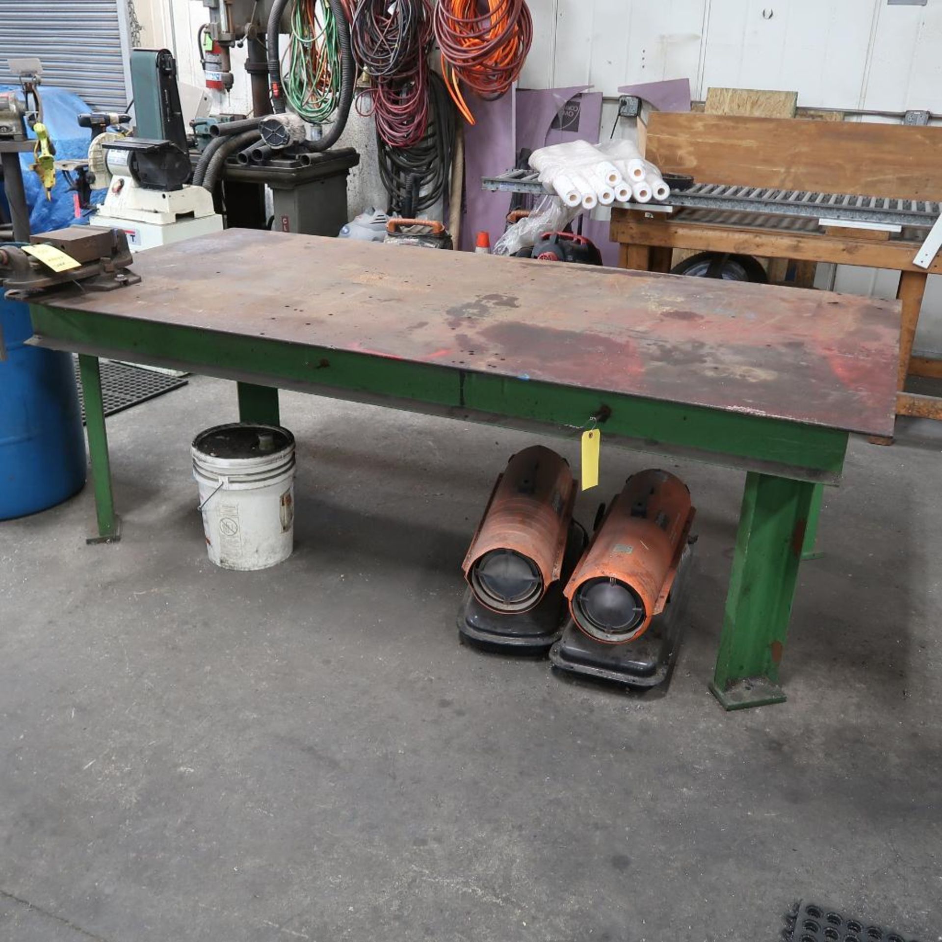 4 Ft. x 8 Ft. Steel Work Table w/6 in. Bridgeport Machine Vise