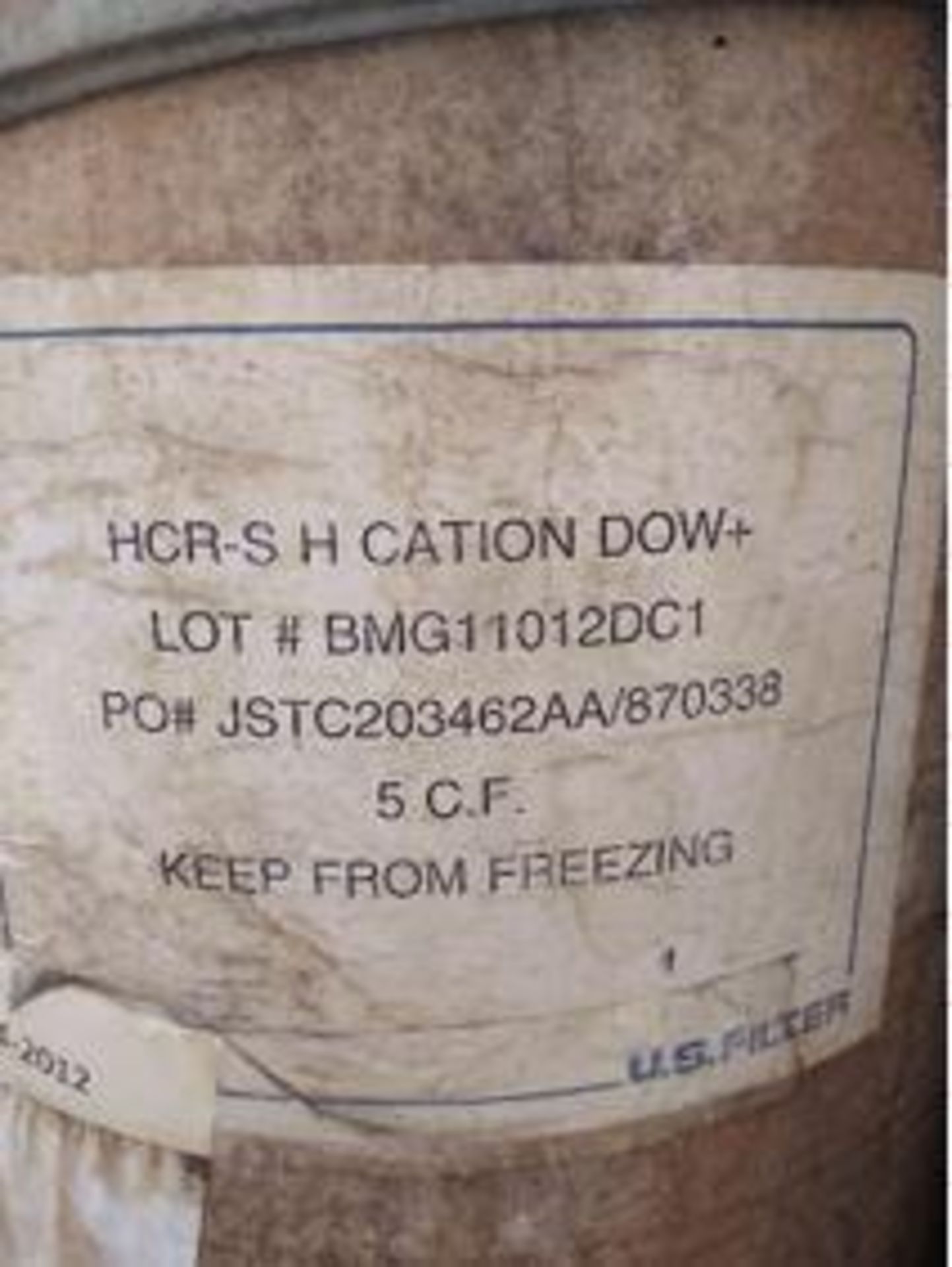 LOT: (1) Ion Exchange Resin 5 ft., New - Old Stock