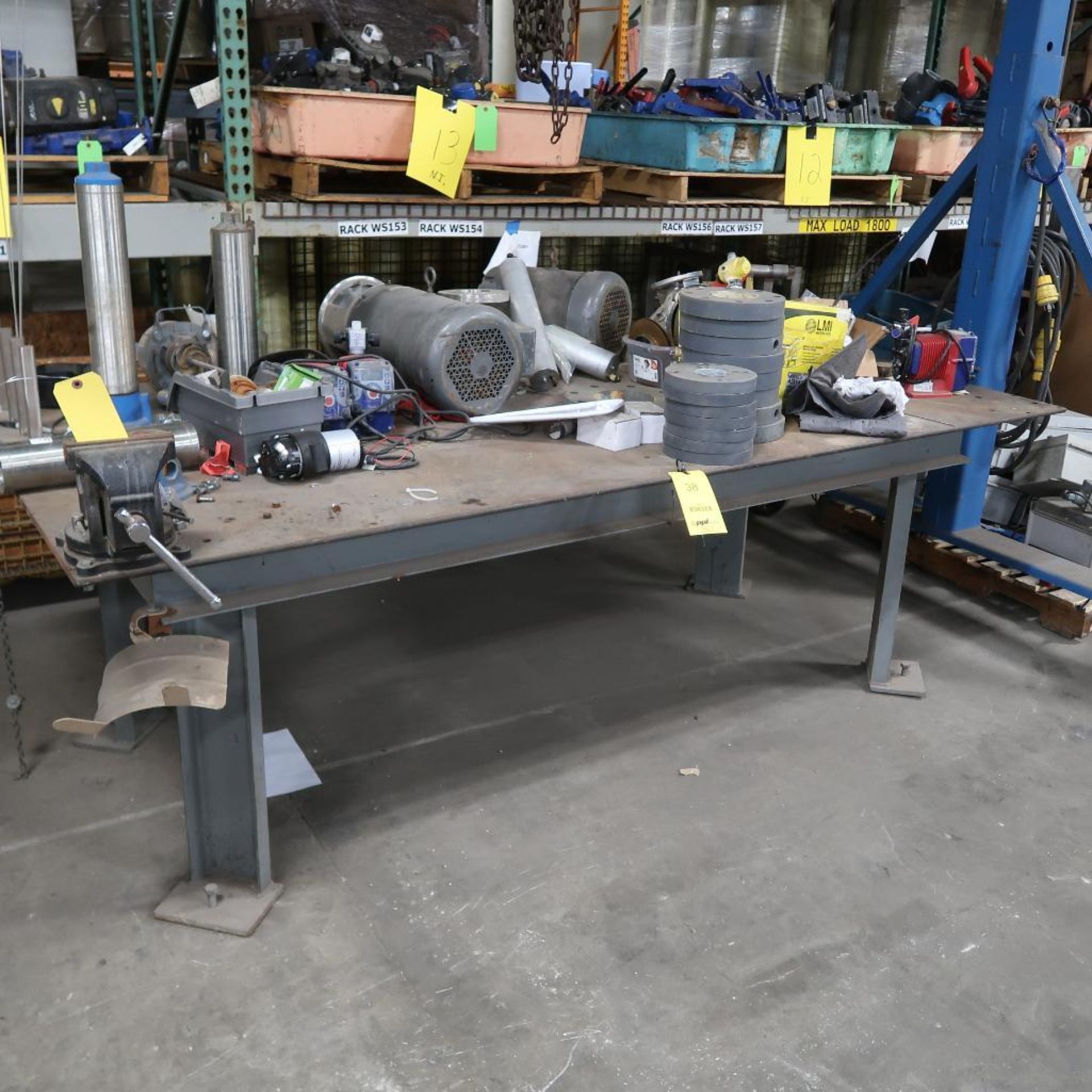 4 Ft. x 8 Ft. Heavy Duty Steel Work Table w/6 in. Vise (Table Only)