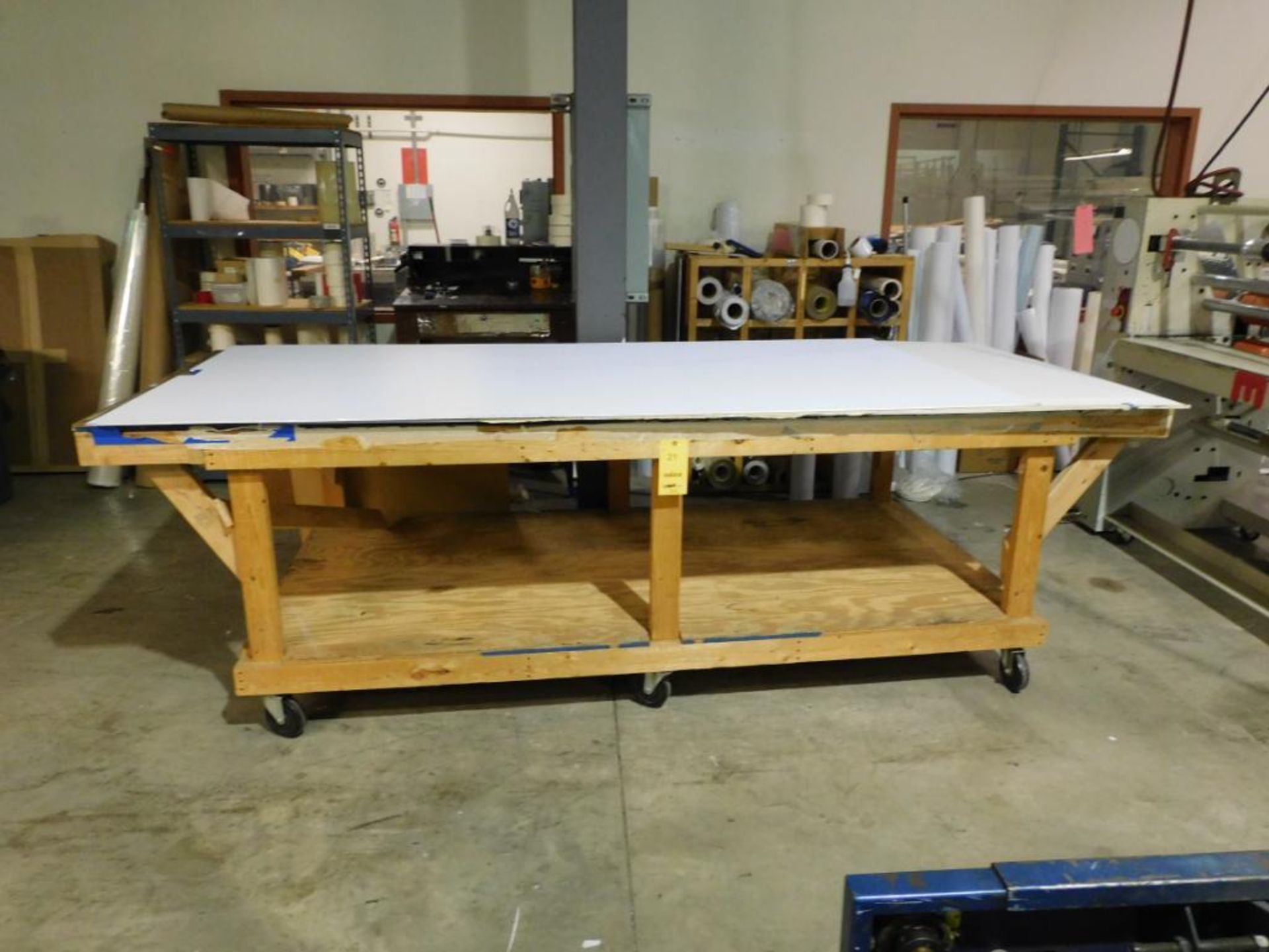 10 ft. x 4 ft. x 3 ft. Rolling Wooden Shop Table