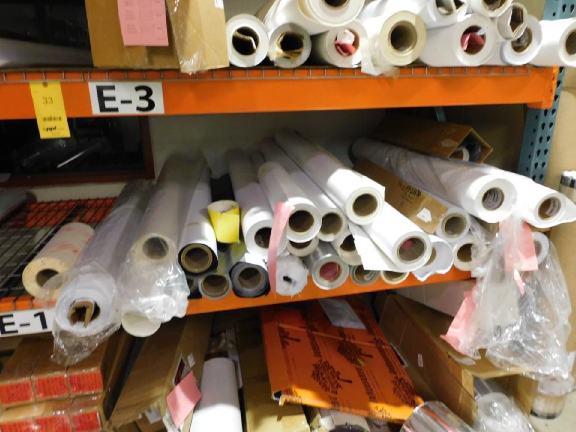 LOT: Assorted Cardboard & Rolls of Material (on pallet rack - contents only) - Image 3 of 6