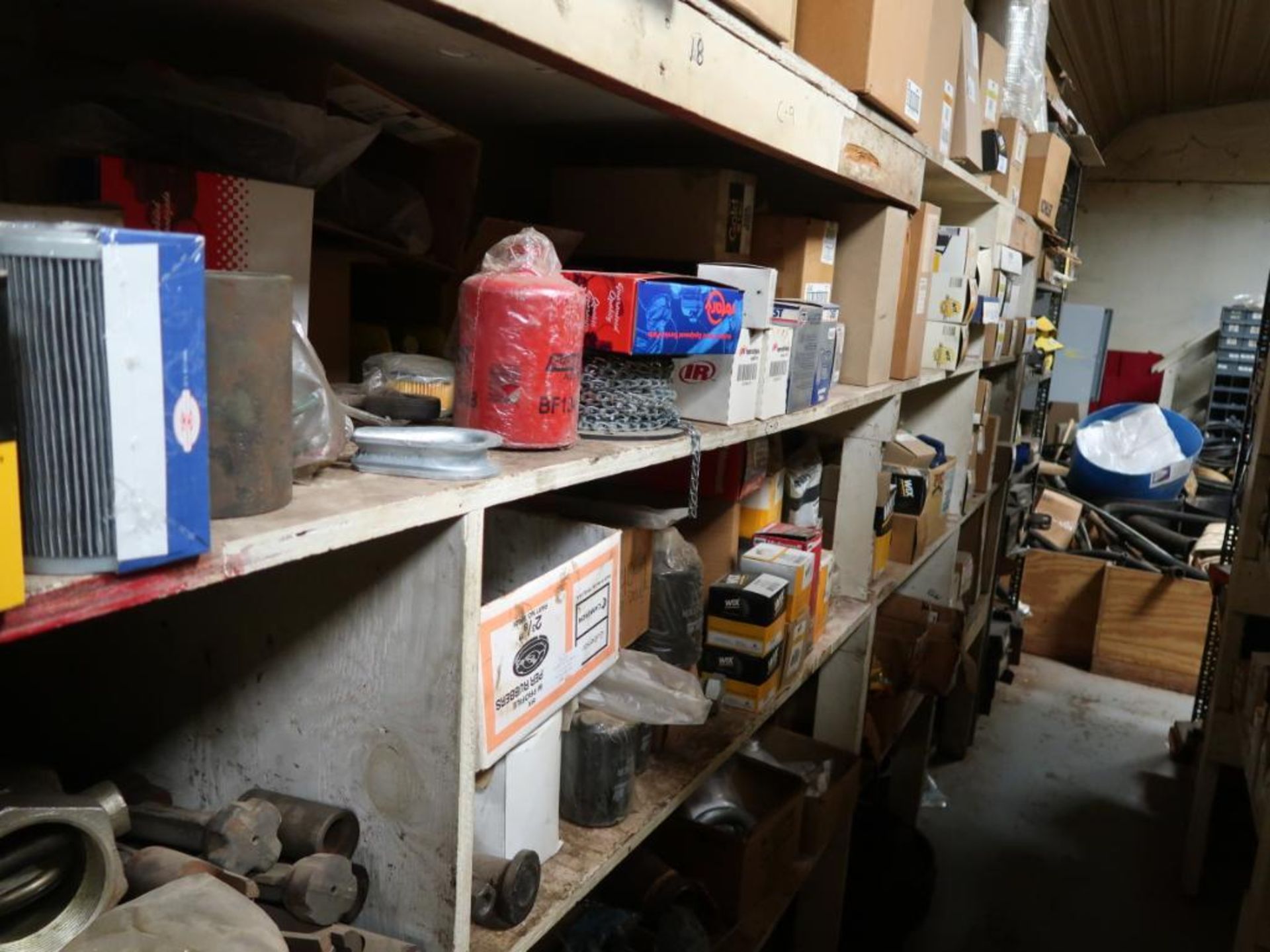 LOT: Contents of Parts Room including Filters, Fluids, Truck Parts, Bearings, Chain, Engine & Brake - Image 19 of 19