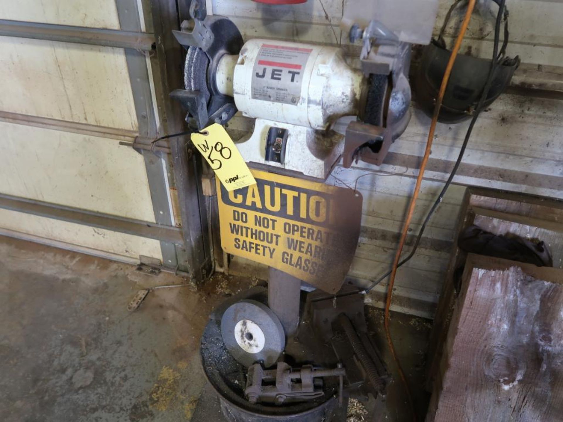LOT: Jet 8 in. Double End Grinder with Stand & Buffalo 22 in. Floor Drill Press, 18 in. x 18 in. Tab - Image 2 of 2