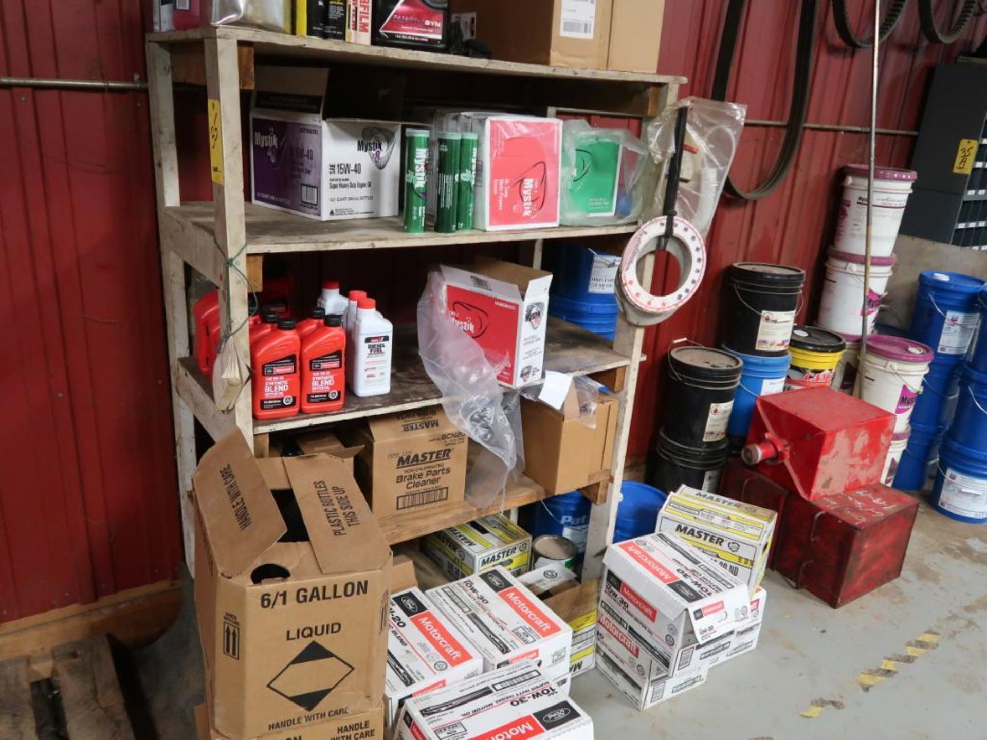 LOT: Contents of Parts Room including Filters, Fluids, Truck Parts, Bearings, Chain, Engine & Brake - Image 2 of 19