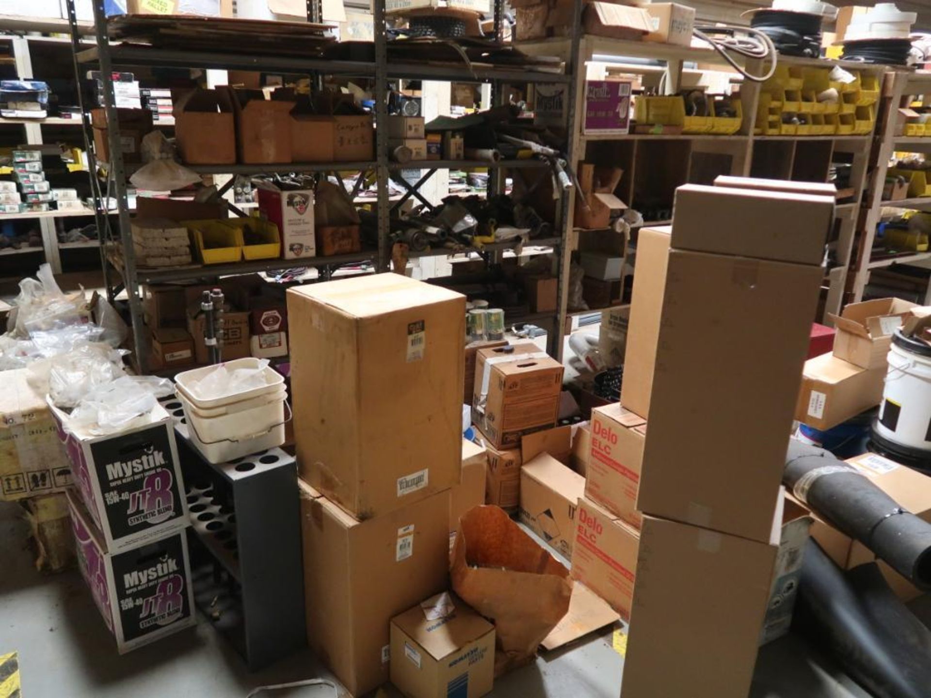 LOT: Contents of Parts Room including Filters, Fluids, Truck Parts, Bearings, Chain, Engine & Brake - Image 8 of 19