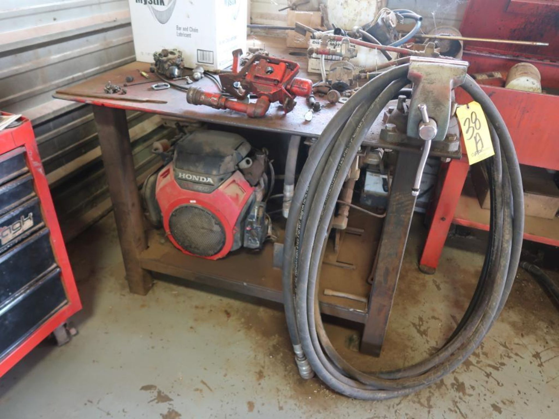 LOT: Gas Powered Hydraulic Test Machine for Tongs, Honda 630, Hydraulic Pump, Tank, Mounted on 48 in