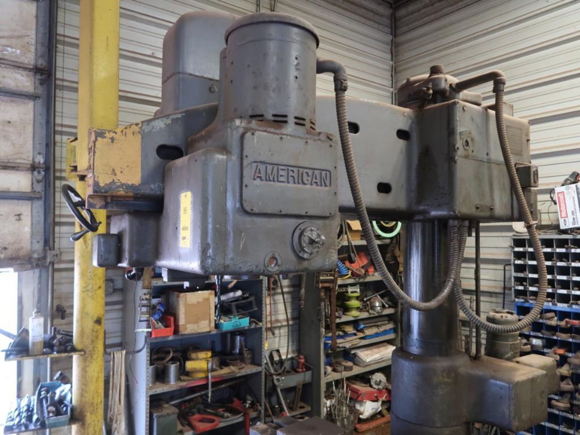 American 4 ft. x 11 in. Radial Arm Drill, S/N GD001816041, 18 in. x 24 in. Box Table, 10 in. Machine - Image 2 of 7