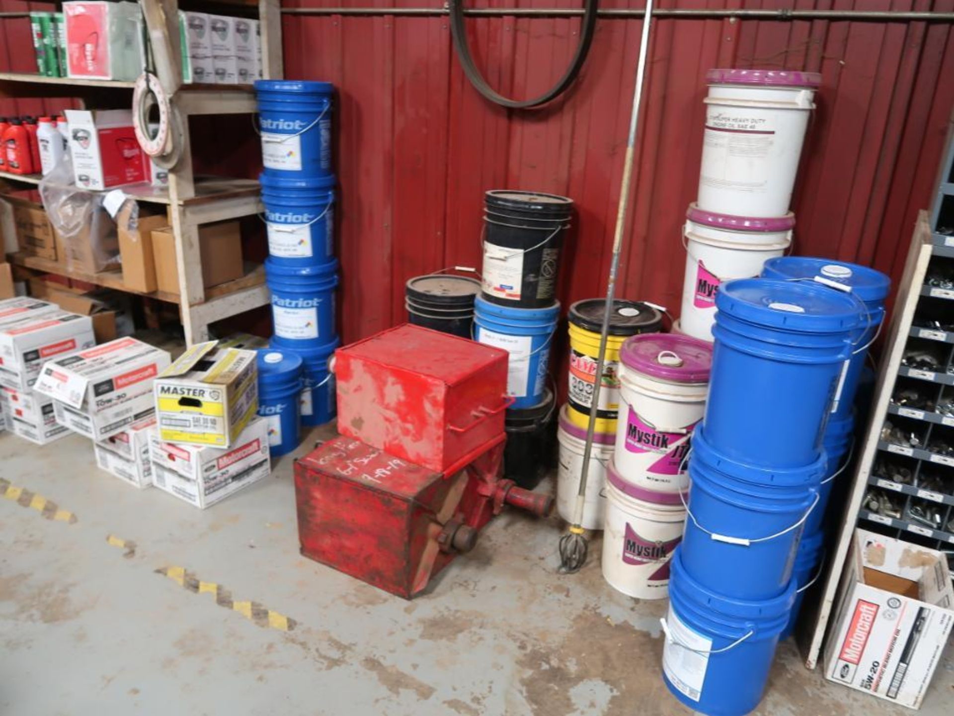 LOT: Contents of Parts Room including Filters, Fluids, Truck Parts, Bearings, Chain, Engine & Brake - Image 3 of 19