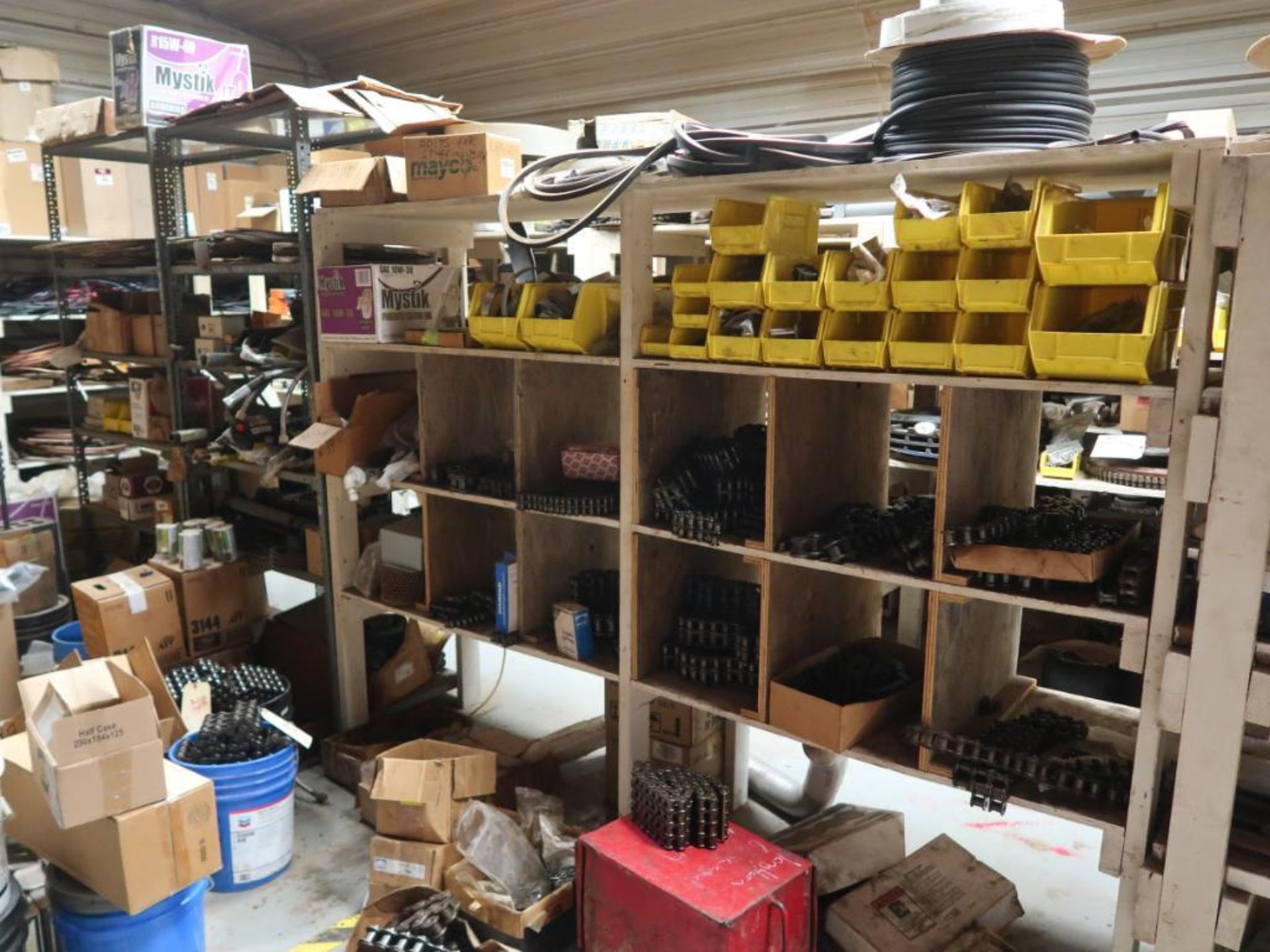 LOT: Contents of Parts Room including Filters, Fluids, Truck Parts, Bearings, Chain, Engine & Brake - Image 6 of 19