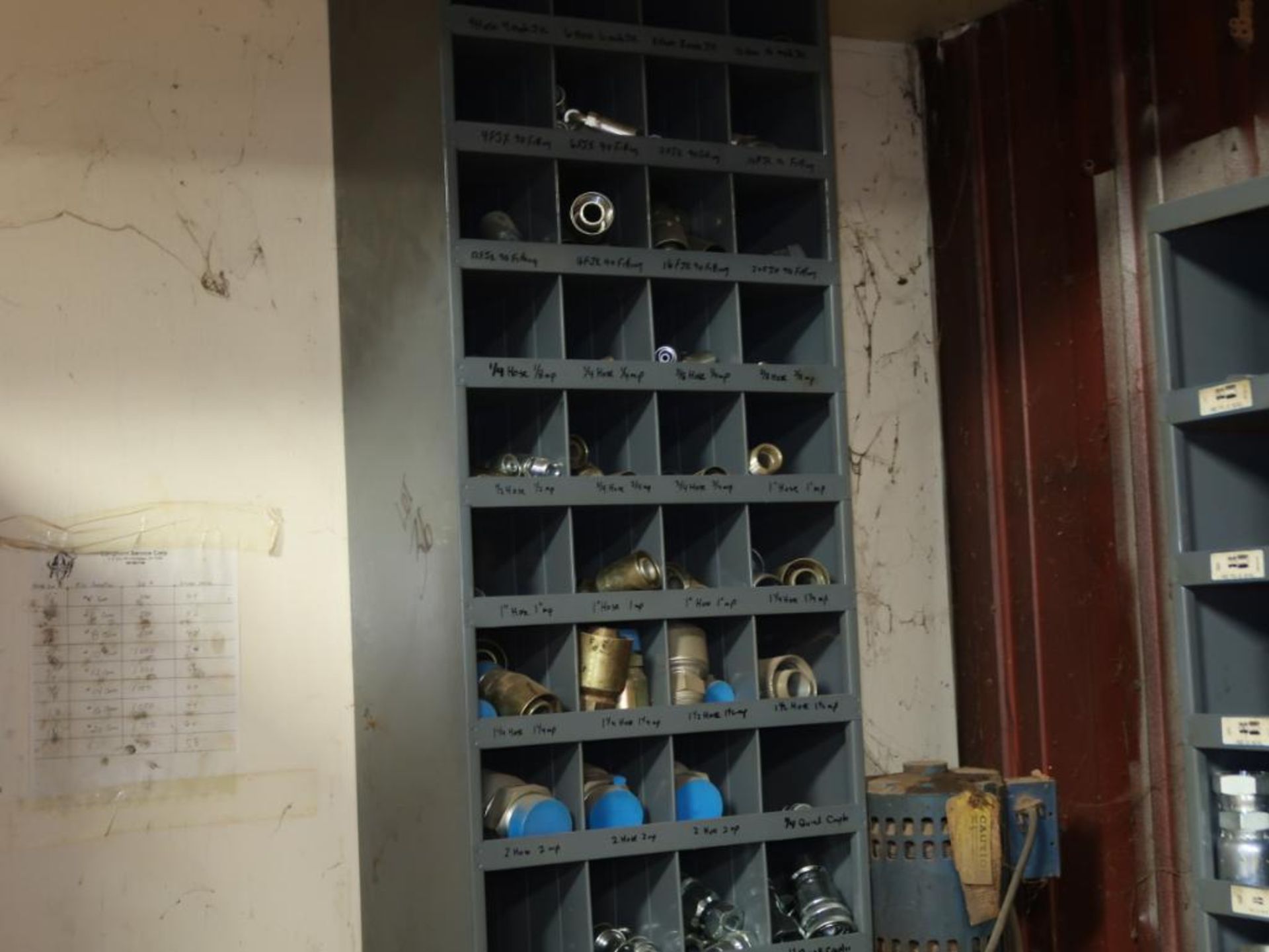 LOT: Large Quantity of Hydraulic Fittings with Cubby Hole Shelving & Drawers - Image 2 of 3