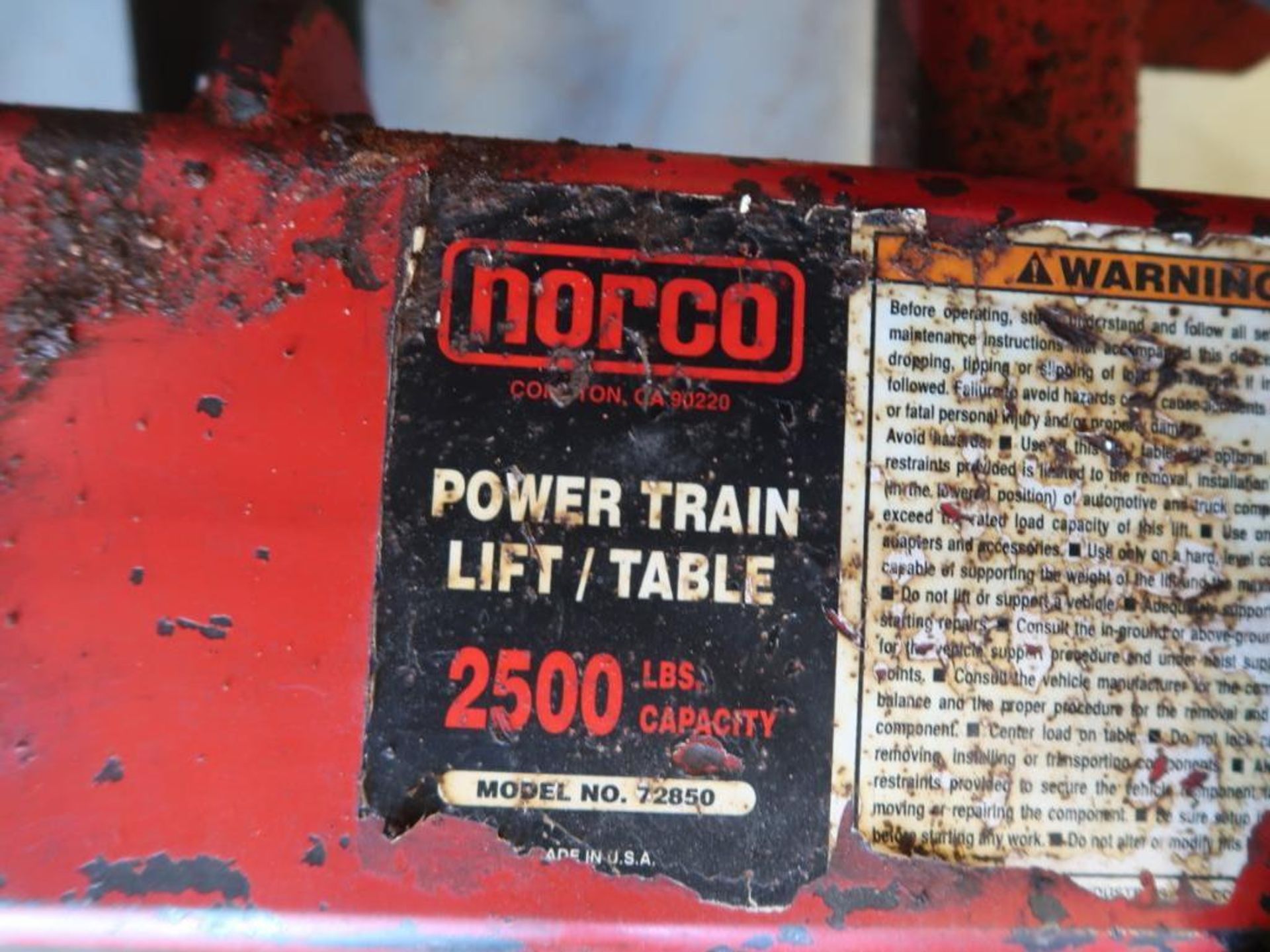 Norco 2500 lb. Air/Hydraulic Power Train Lift Table - Image 2 of 2