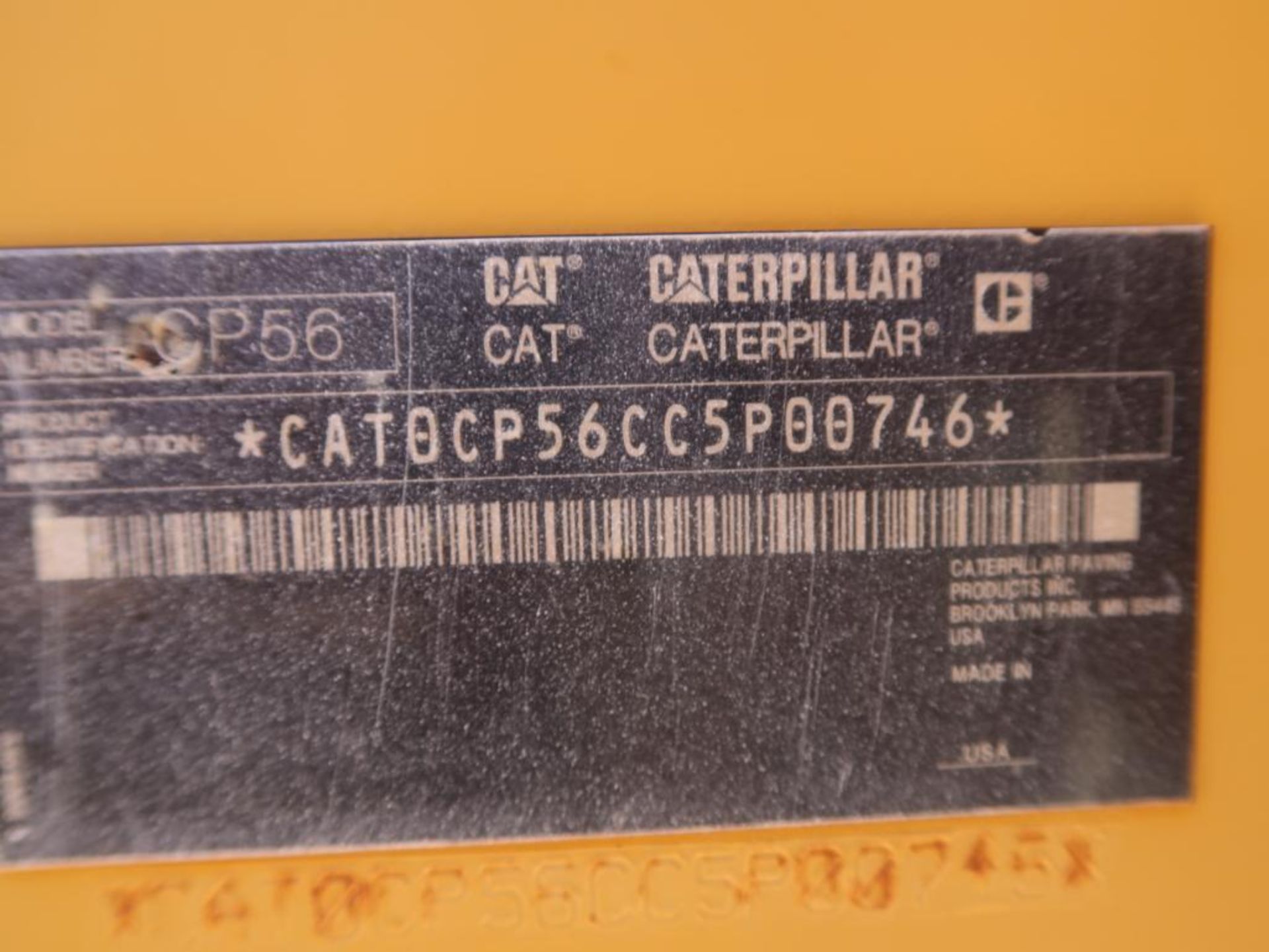2012 Caterpillar Sheeps Foot Compactor Model CP56, S/N CC5P00746, 84 in. Roller, 96 in. Blade (New B - Image 7 of 7