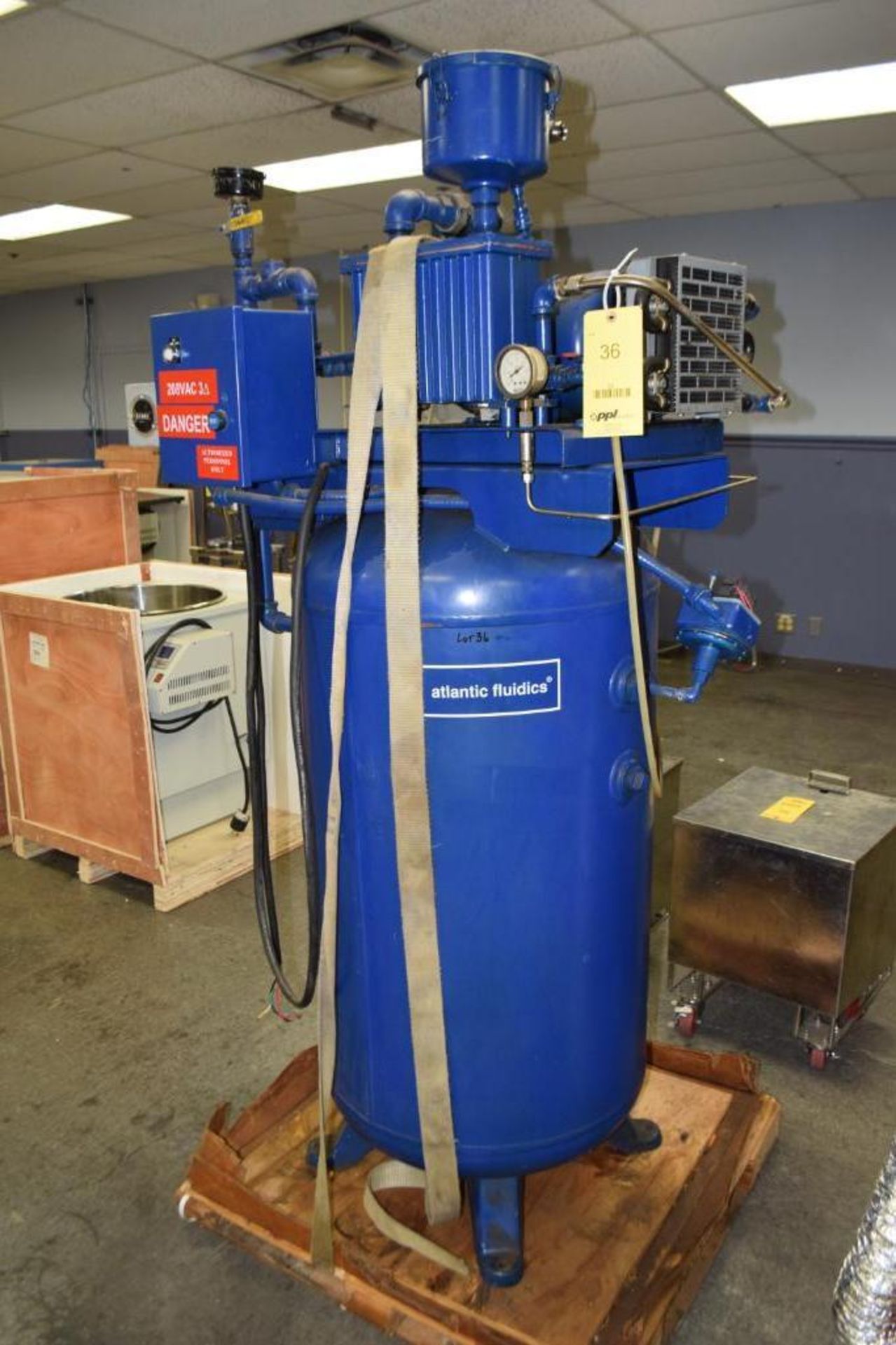 ATLANTIC FLUIDICS Vacuum System Consisting Of: (1) Tuthill Vacuum Pump, Driven By A 3HP Motor, S/N 2