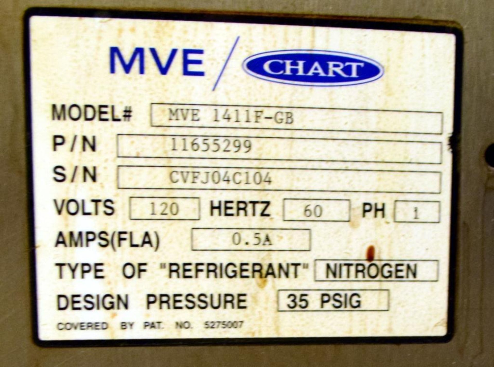 CHART MVE Series Cryogenic Liquid Nitrogen Freezer Model MVE 1411F-GB , Neck Opening Approximate 31. - Image 4 of 4