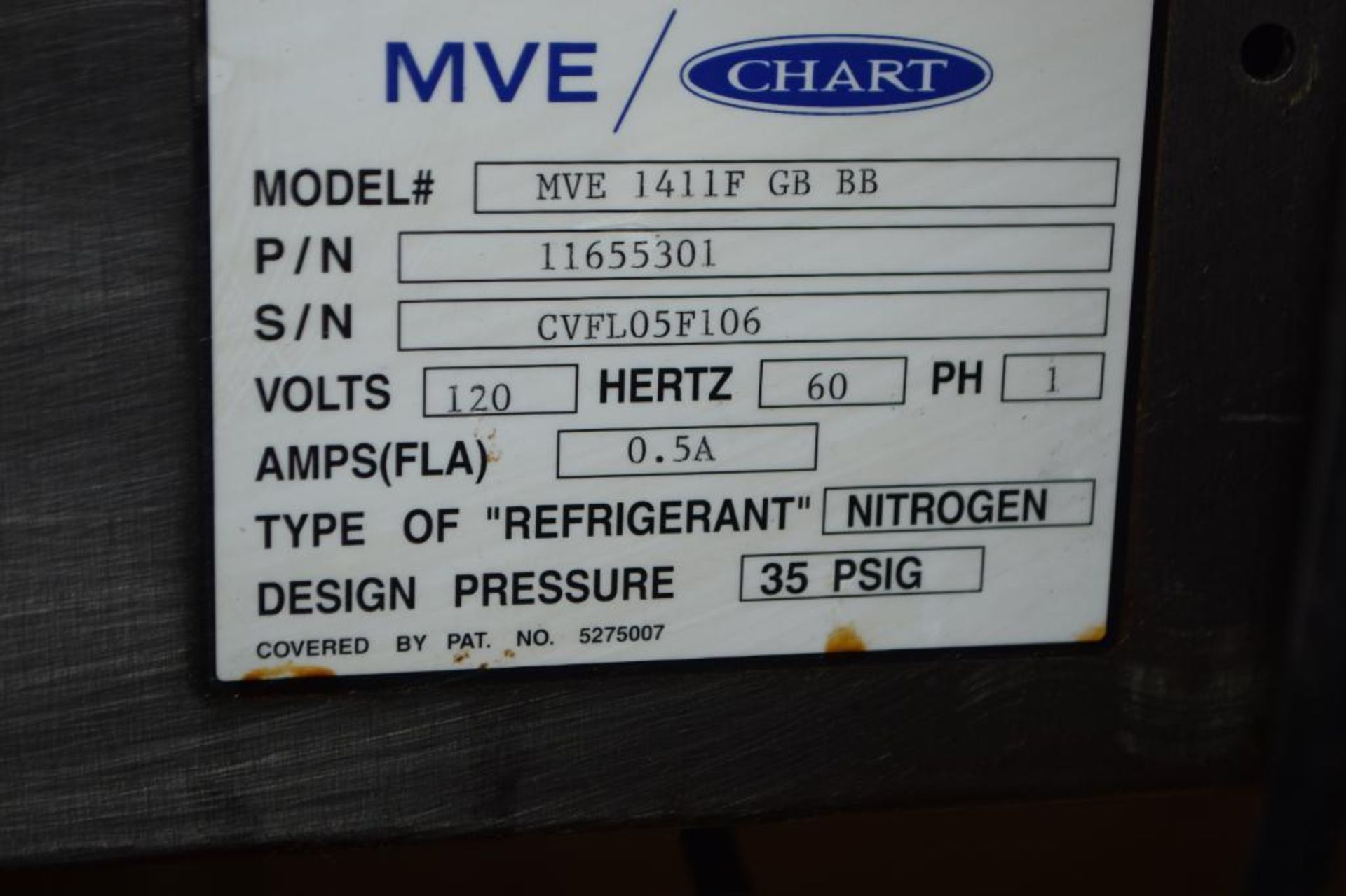 CHART MVE Series Cryogenic Liquid Nitrogen Freezer Model MVE 1411F-GB-BB, Neck Opening Approximate 3 - Image 4 of 4