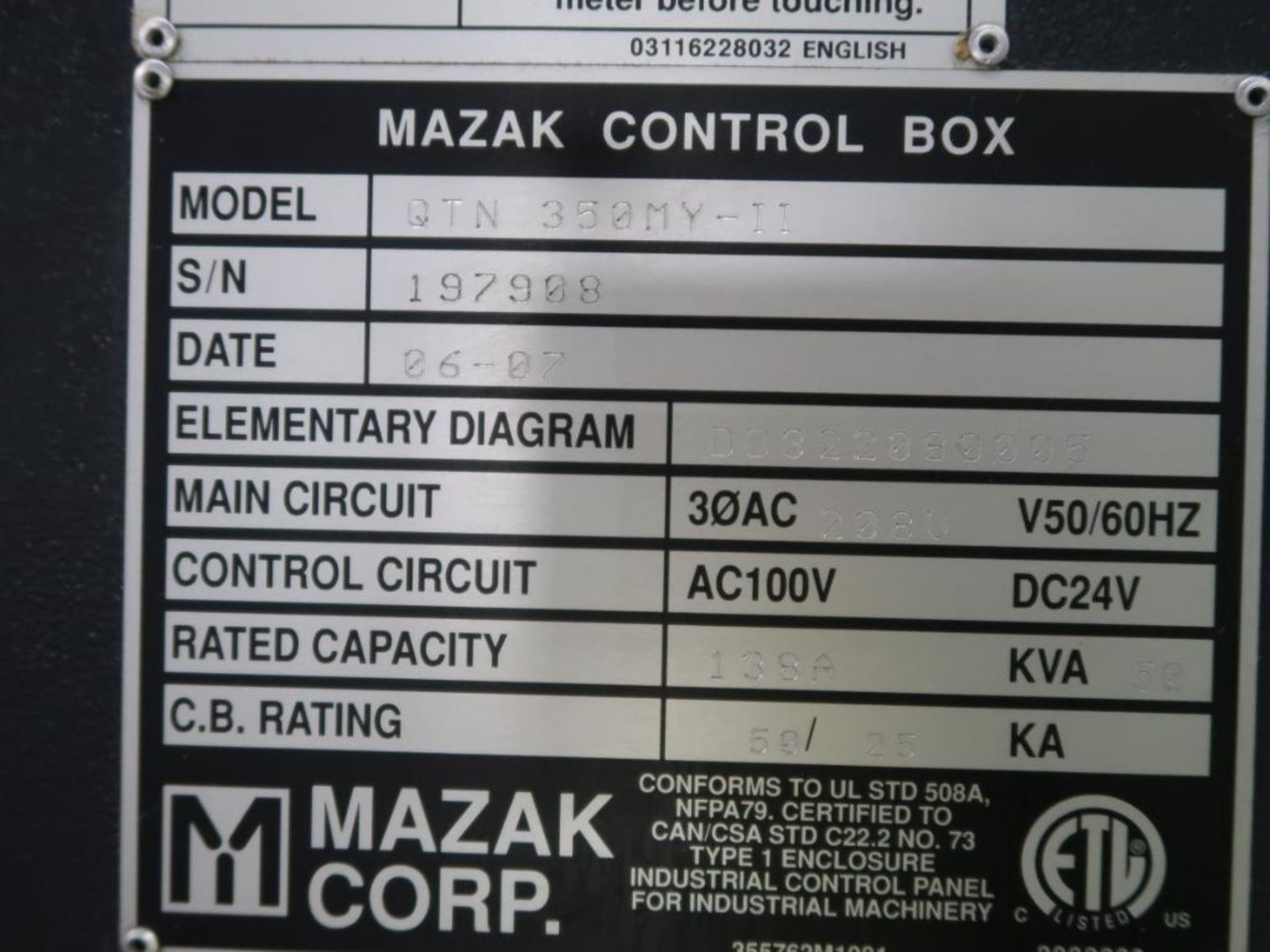 Mazak Quick Turn 32 in. x 118 in. CNC Turning Center Model Nexus 350-2MY, S/N 197908 (2007), 16 in. - Image 12 of 13