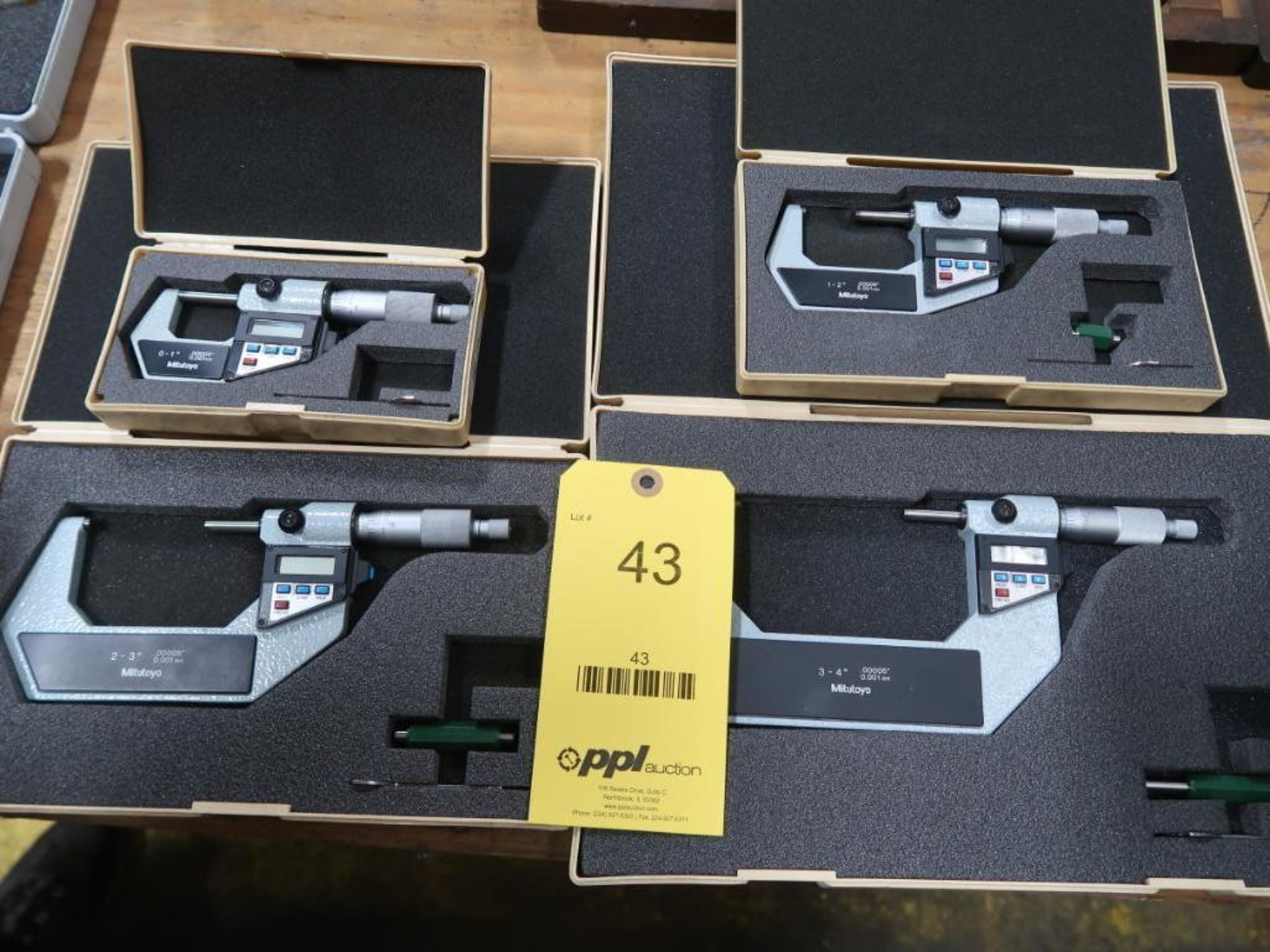 LOT: 4-Micrometer Set including 0 - 1 in., 1 in. - 2 in., 2 in. - 3 in., 3 in. - 4 in.