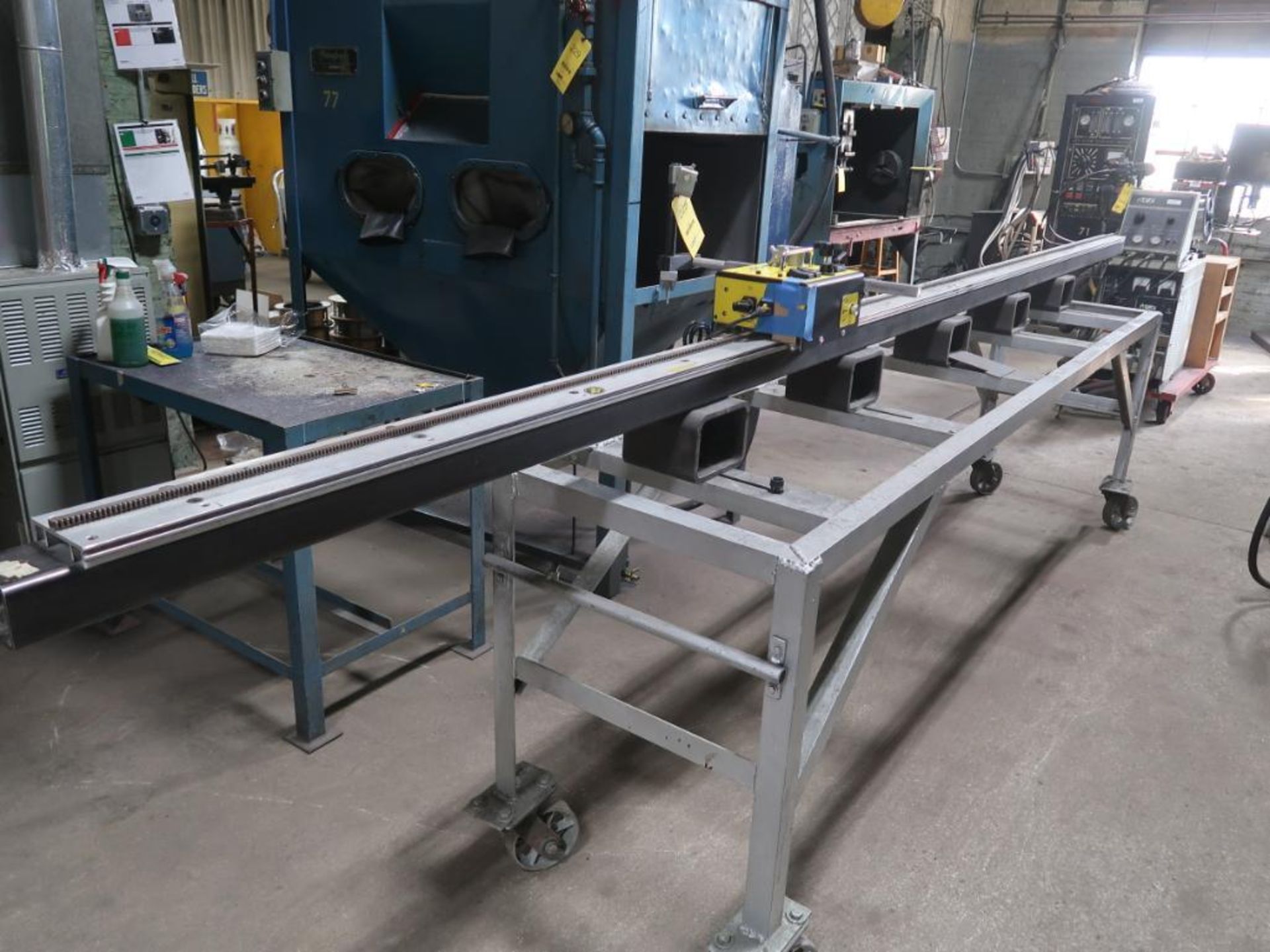 Custom Portable Line Burning Table, with 15 ft. (est.) Track & Bug-O Line Burner