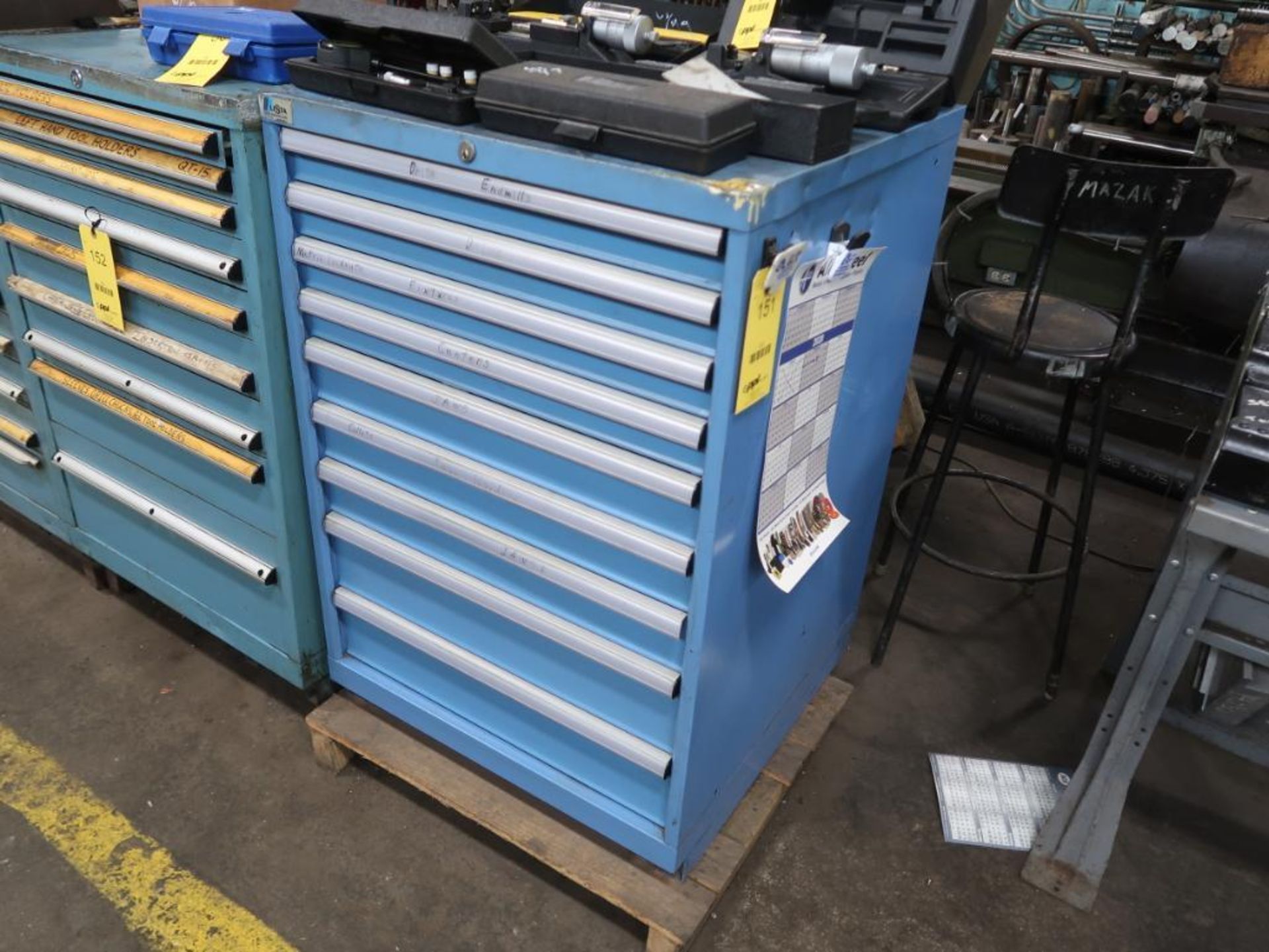 LOT: Lista 9-Drawer Cabinet with Contents including Tooling, Lathe Parts, etc.