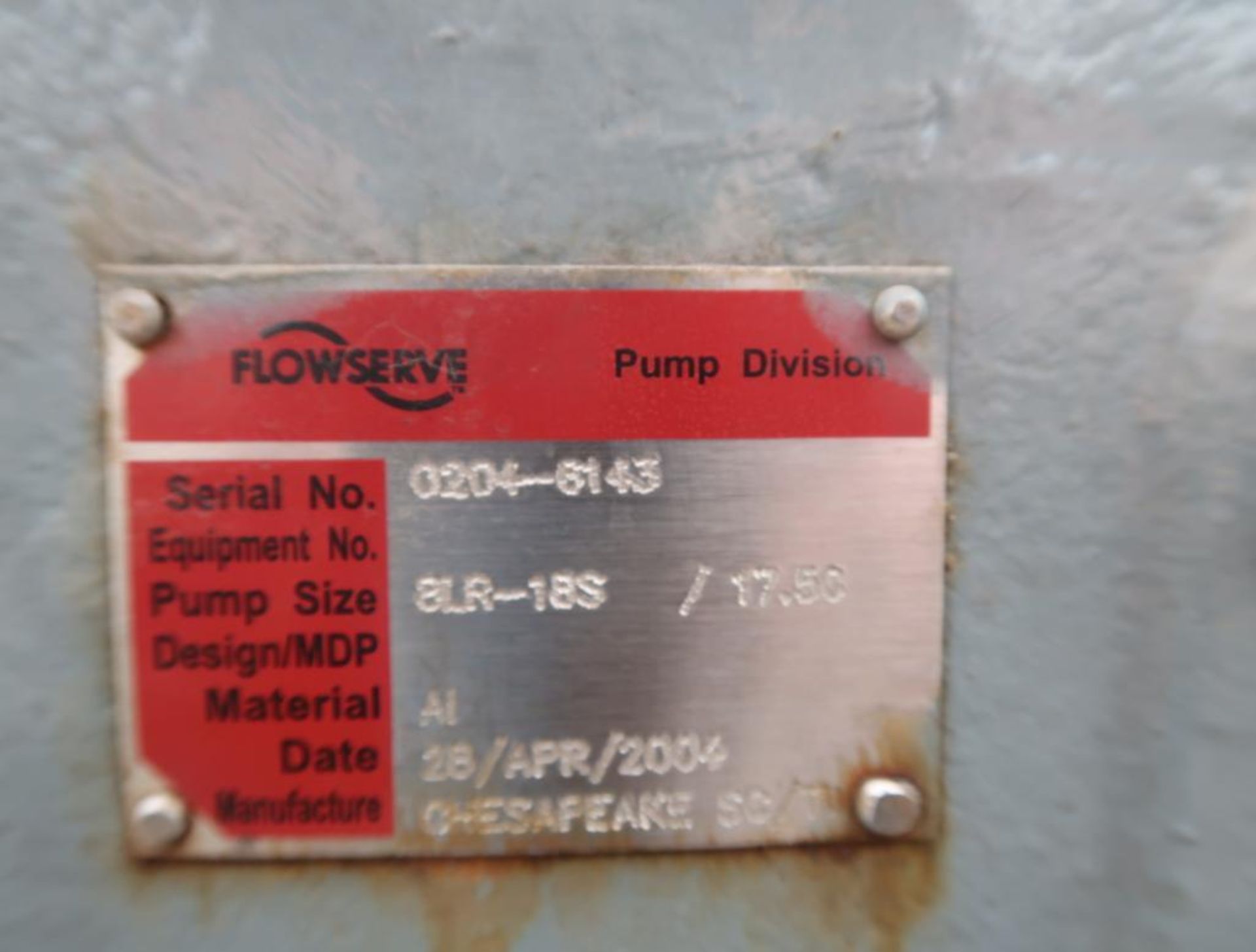 Flowserv Pump Model 8LR-195-17.5, 8 x 12 (approx.) - Image 3 of 3