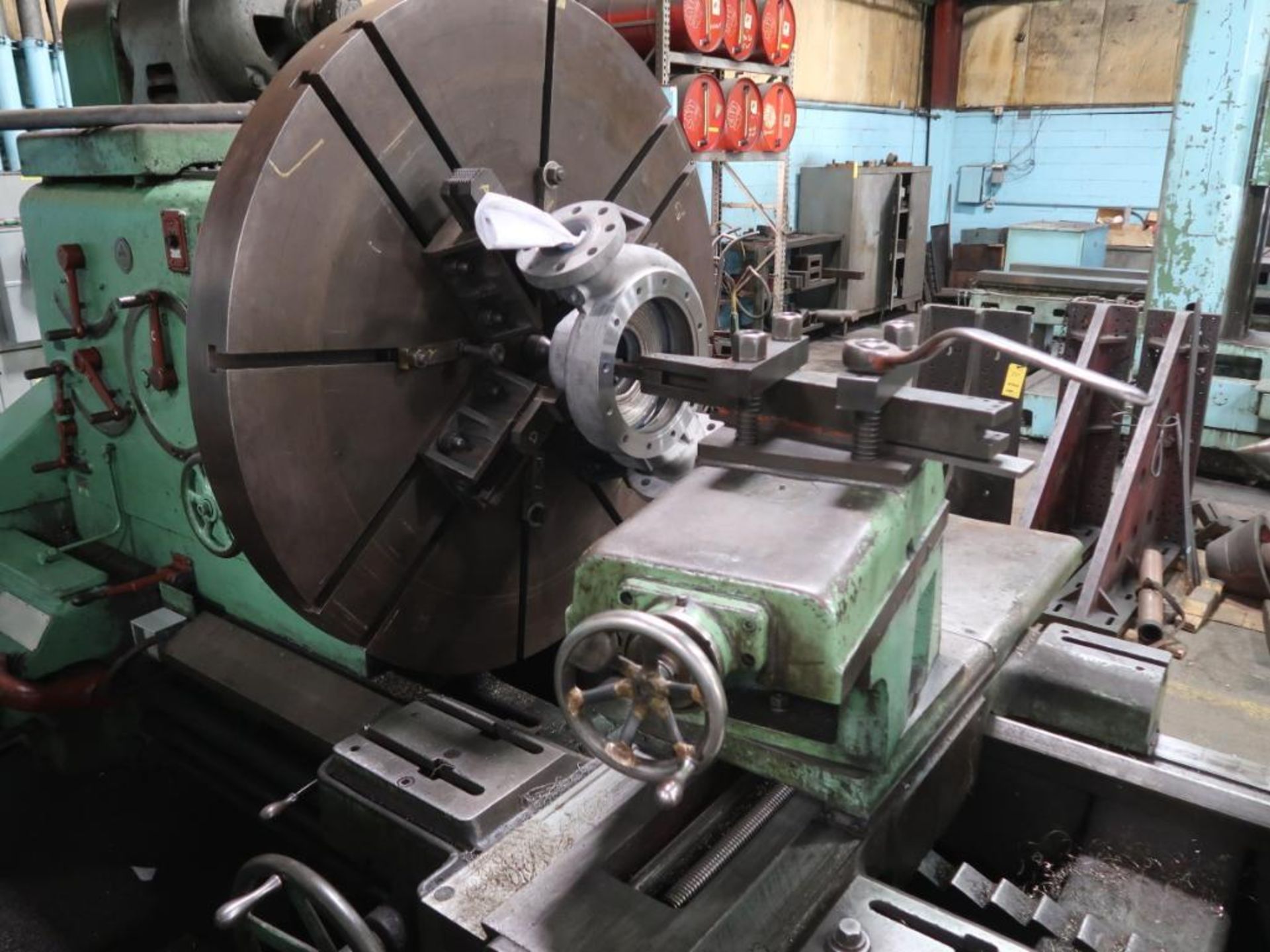 LeBlond 60 in. x 96 in. Geared Head Engine Lathe, S/N N/A, 60 in. 4-Jaw Chuck, Carriage with Cross S - Image 6 of 13