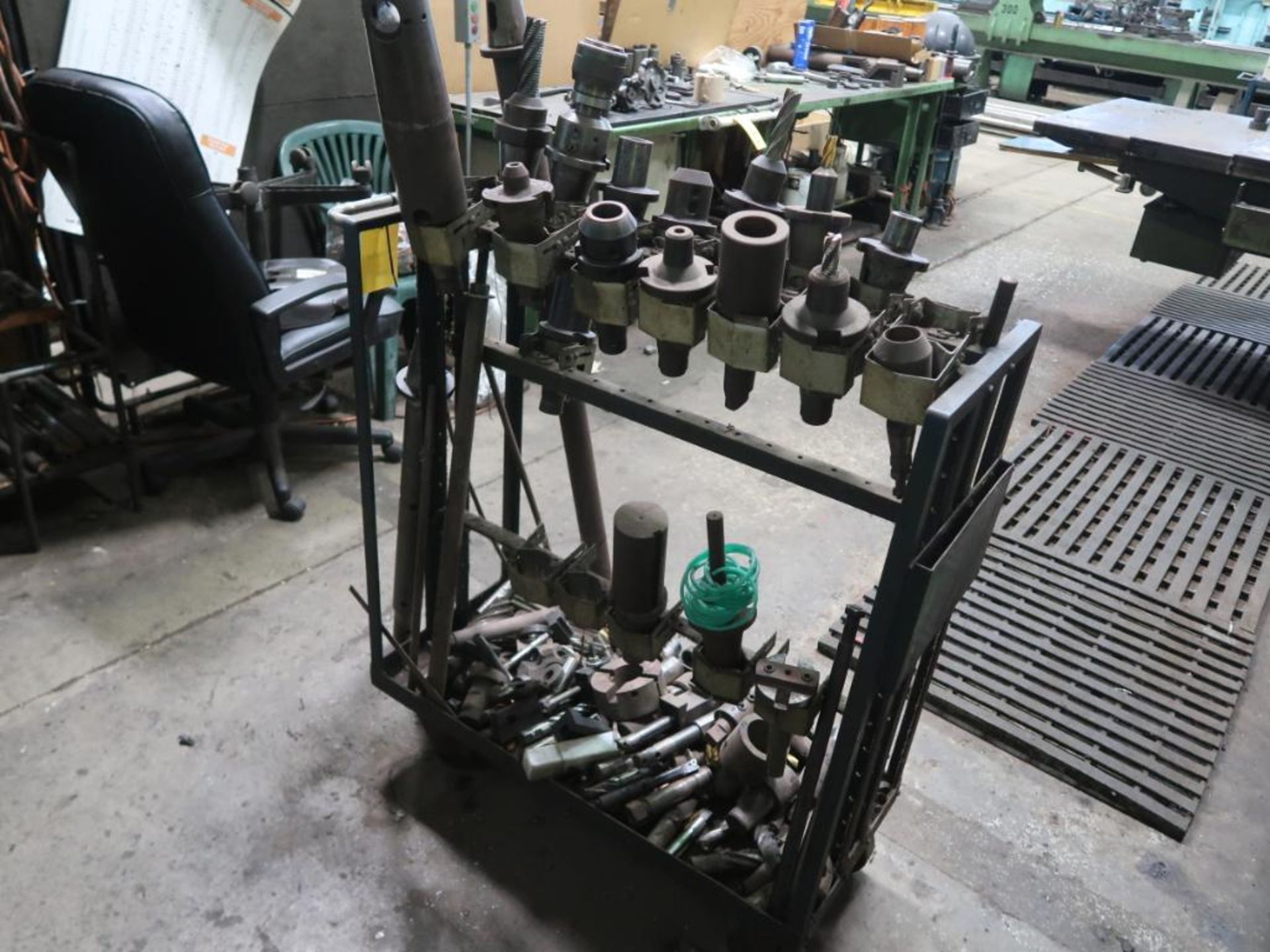LOT: Assorted 50 Taper Tool Holders on 4-Wheel Cart & Rack with Assorted Tooling & Set-up Equipment - Image 2 of 5