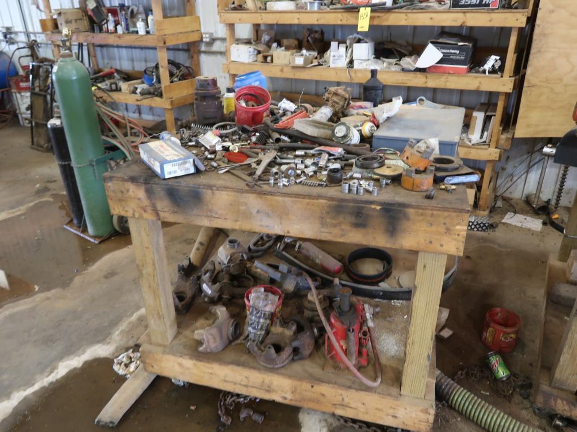 LOT: Balance of Garage Contents including Tools, Work Benches, Vise, Truck Parts, Pallet Rack, - Image 3 of 10