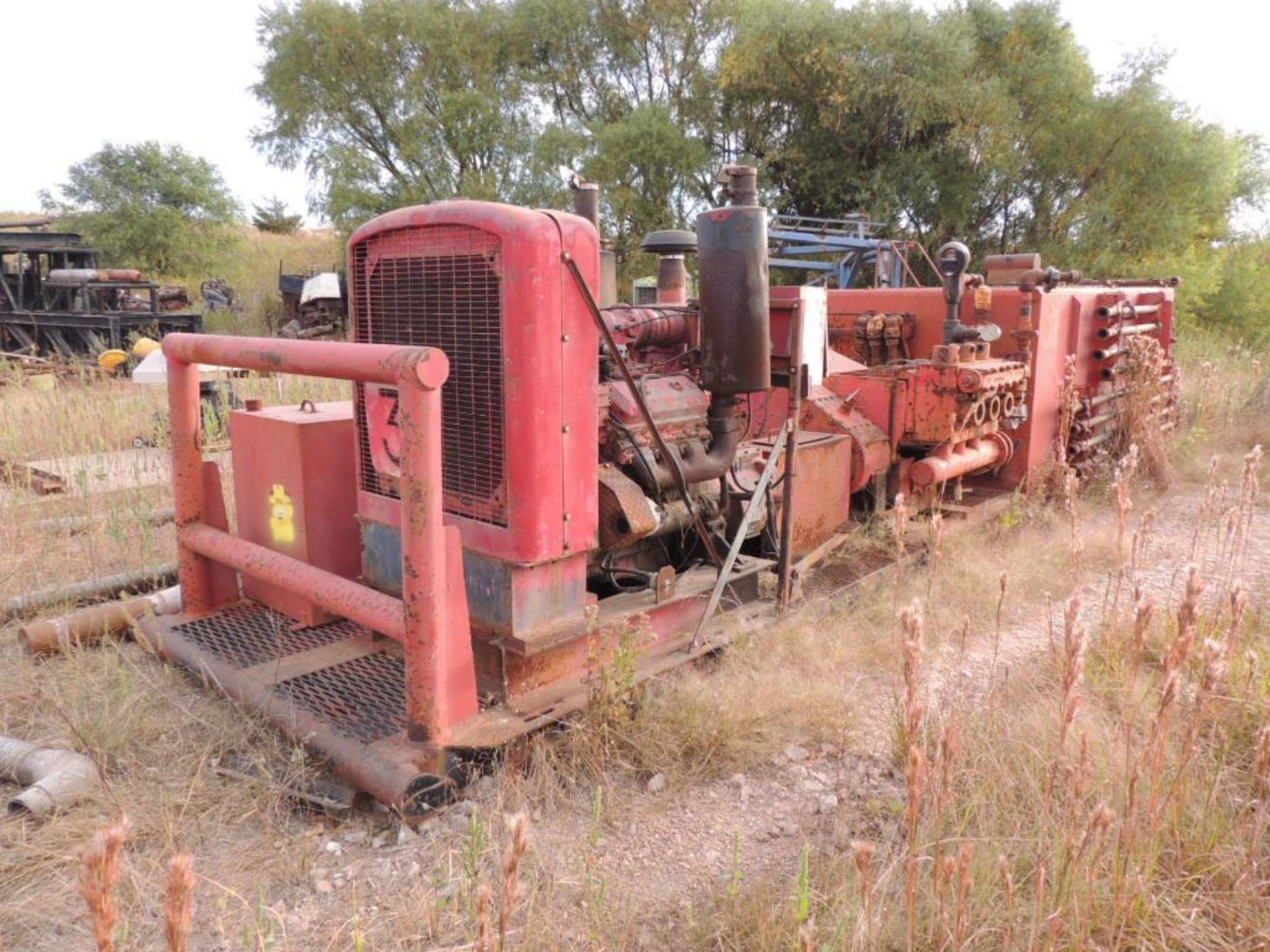 Skid mounted mud Pumpw/ Pit, Detroit 6V92, Gardner Denver Triplex Pump (Not In Service) (Located Low - Image 2 of 10