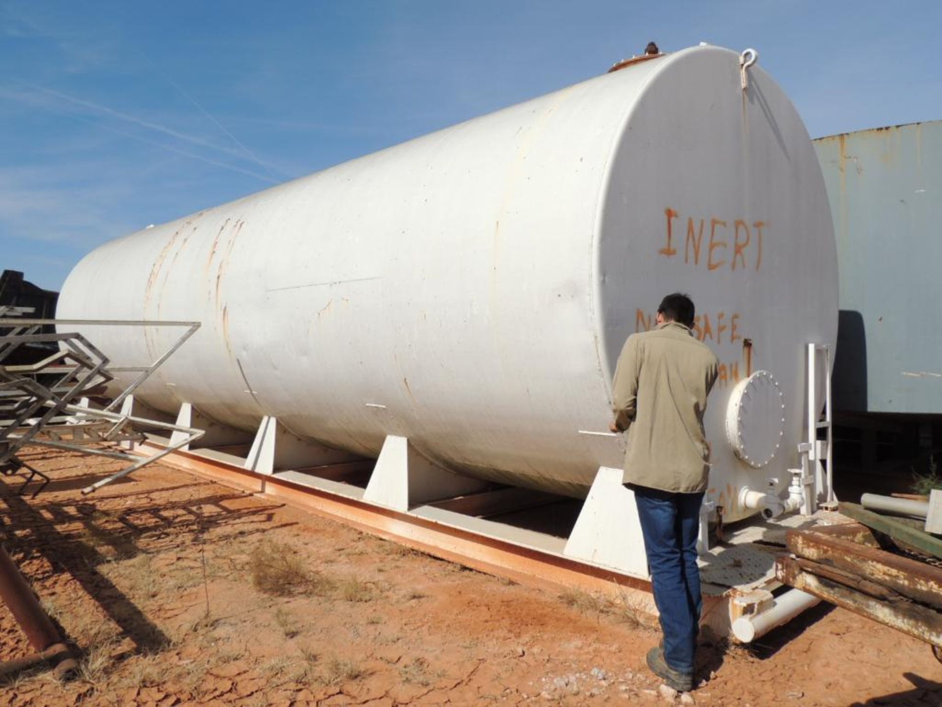 Skid Mounted Horizontal Steel Tank Approx. 10 Ft. x 36 Ft. (Located Lower Yard)(LOCATED IN HENNESSEY