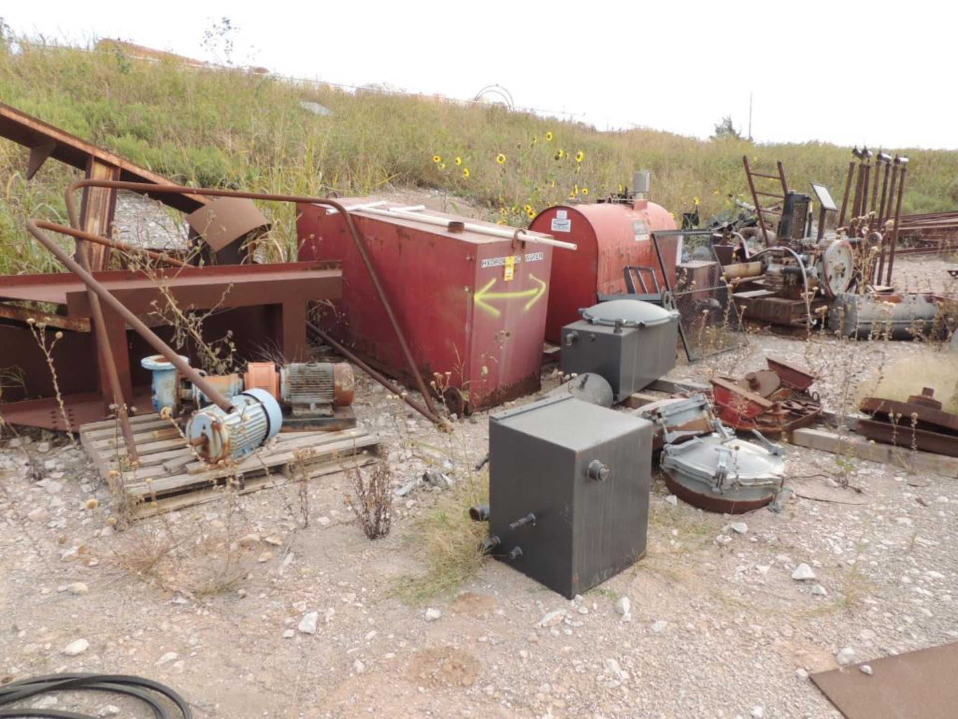 LOT: Assorted Used equipment, Pumps, Engines, Drawworks, Pipe, Drilling Platform, Scrap (Located Low
