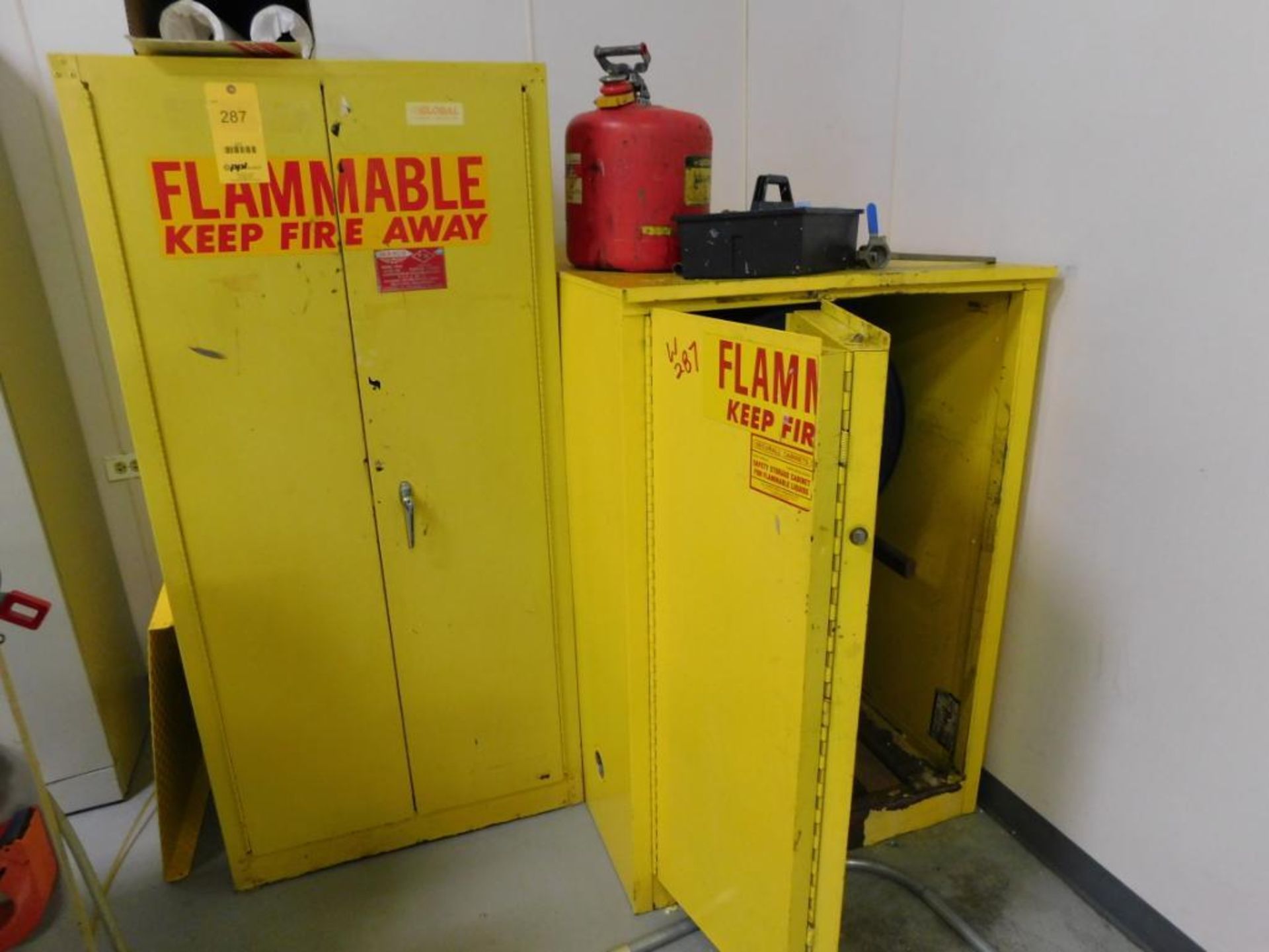 LOT: (2) Flammable Liquid Storage Cabinets, (2) Steel Cabinets