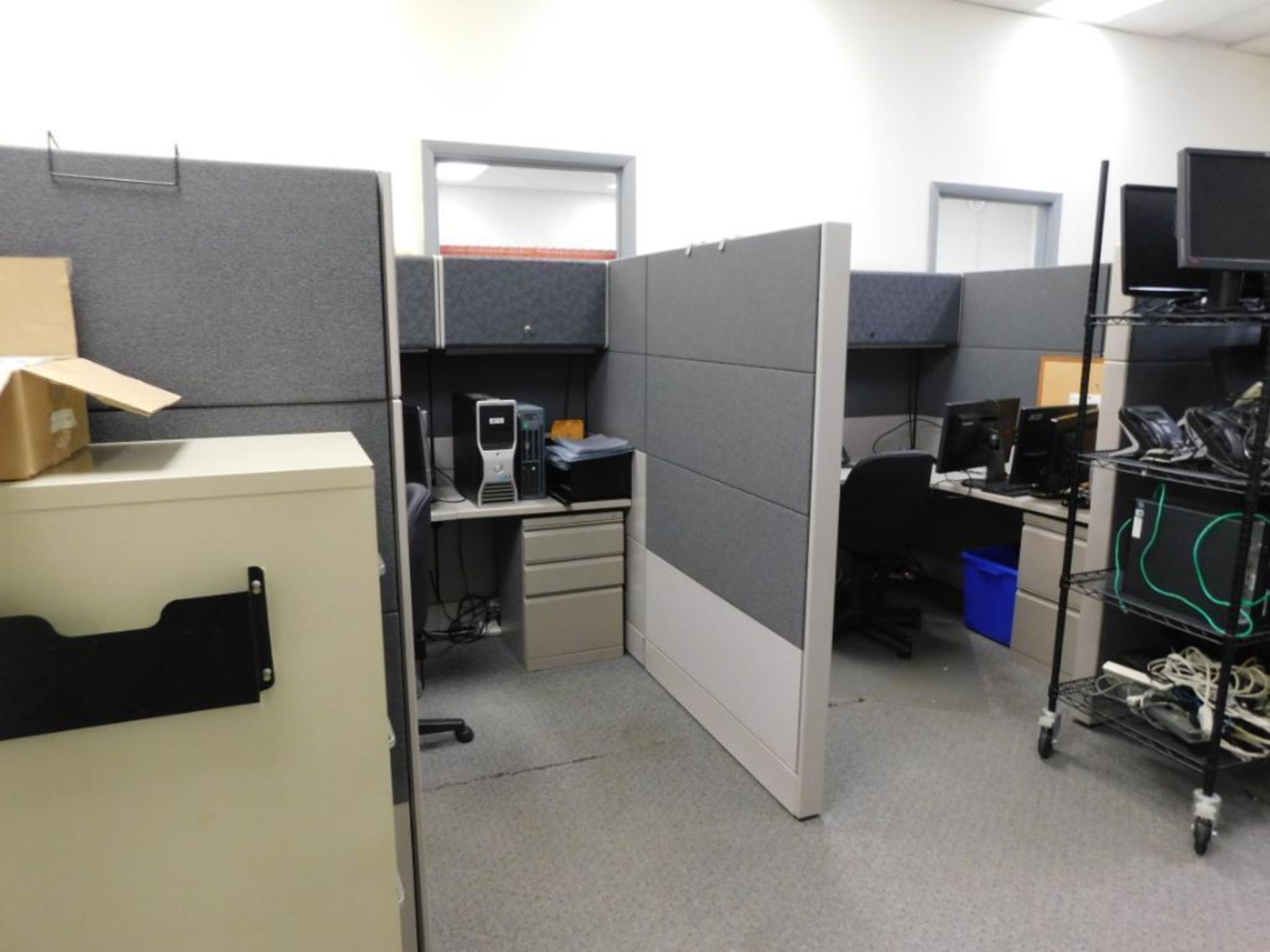 LOT: Contents of Office including (4) Cubicle Work Stations, Light Table, (3) Chairs, (3) Metro Rack - Image 2 of 8