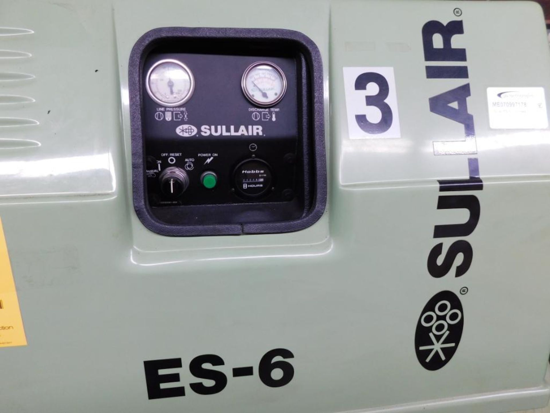 Sullair 10 HP Horizontal Tank Mounted Rotary Air Compressor Model CE-10.0-H, S/N E95002401, 27,250 h - Image 3 of 3