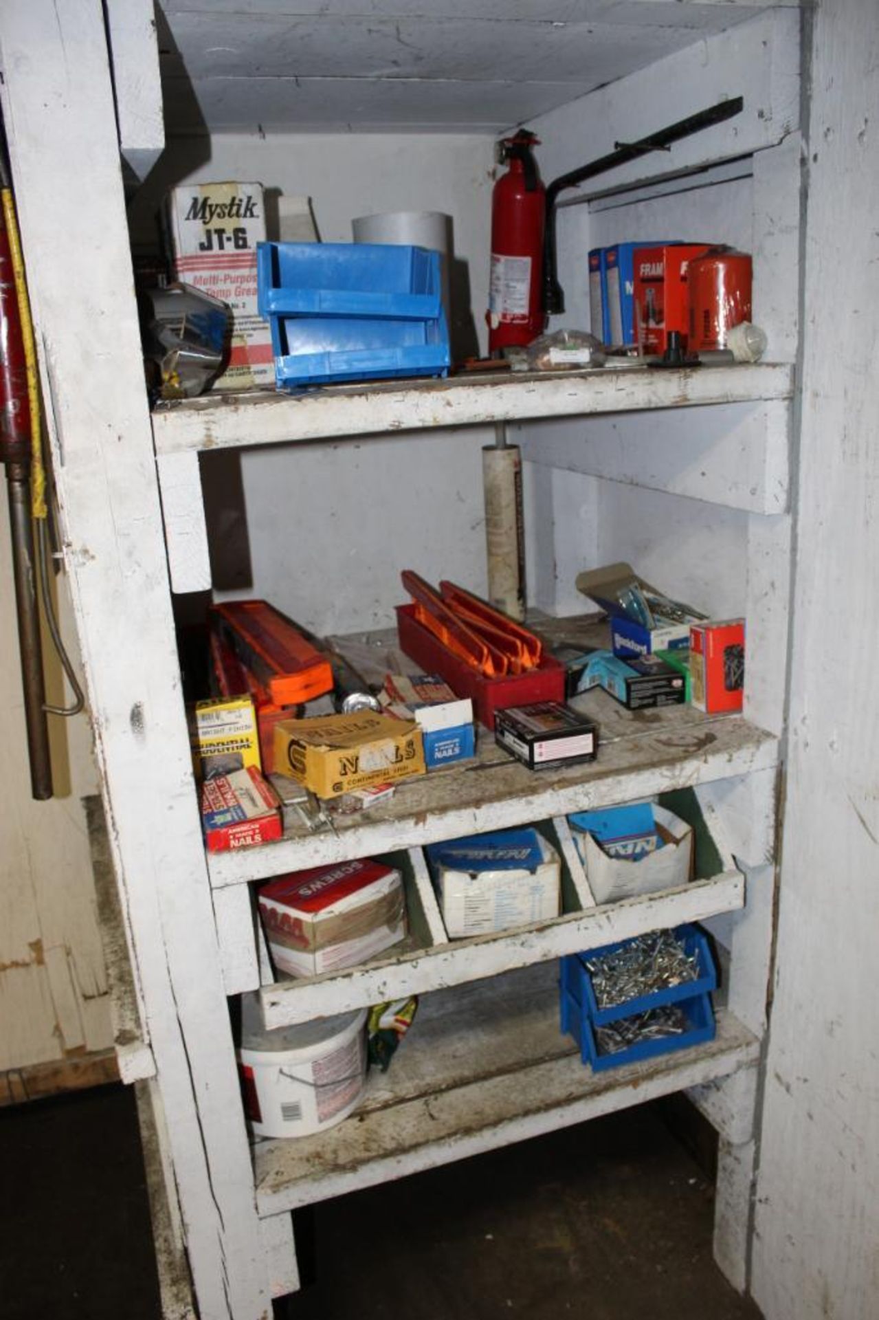 LOT: Contents of Maintenance Room including Hardware, Ladders, Shovels, Spare Parts, Hand Tools, Tab - Image 2 of 6