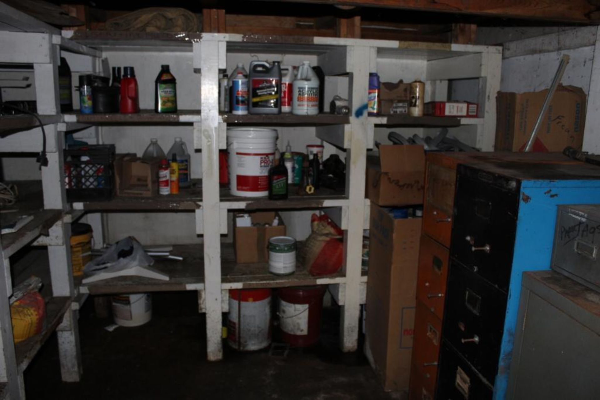 LOT: Contents of Maintenance Room including Hardware, Ladders, Shovels, Spare Parts, Hand Tools, Tab - Image 3 of 6