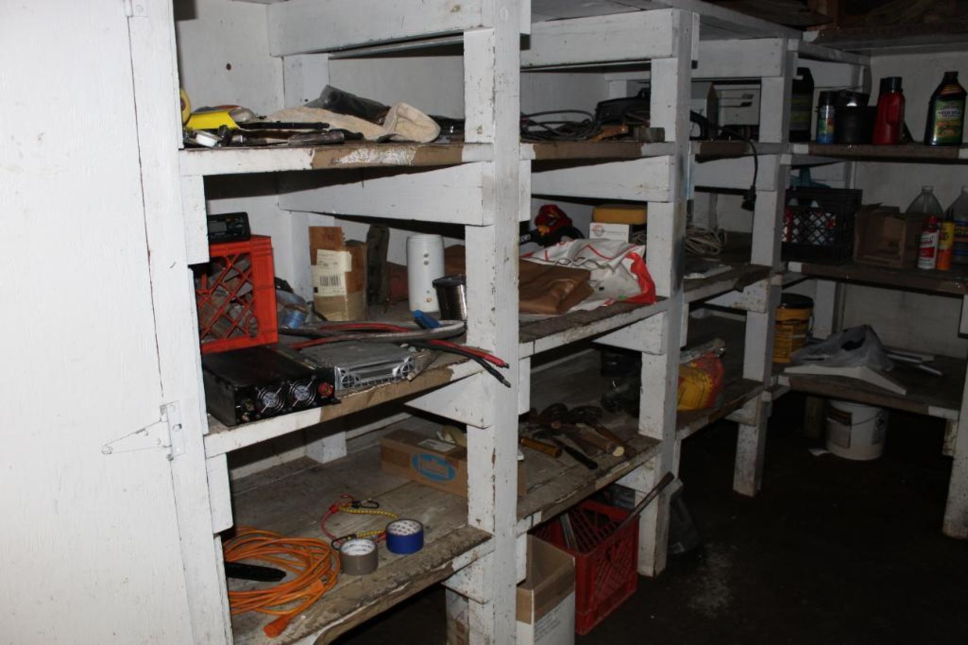 LOT: Contents of Maintenance Room including Hardware, Ladders, Shovels, Spare Parts, Hand Tools, Tab - Image 4 of 6