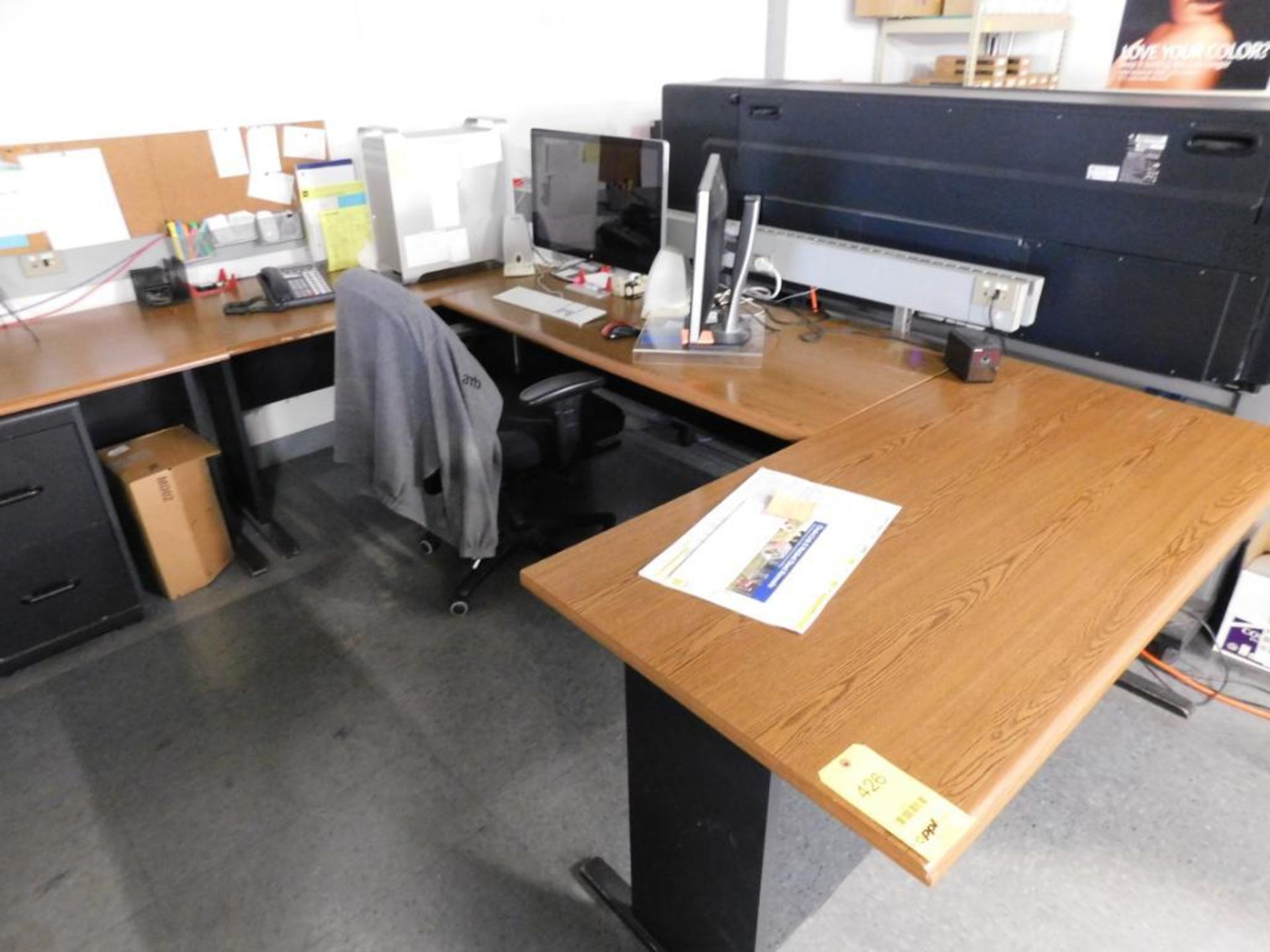 LOT: Contents of Work Area including (7) Desks, (2) Chairs, Office Supplies (Computers not Included) - Image 3 of 4