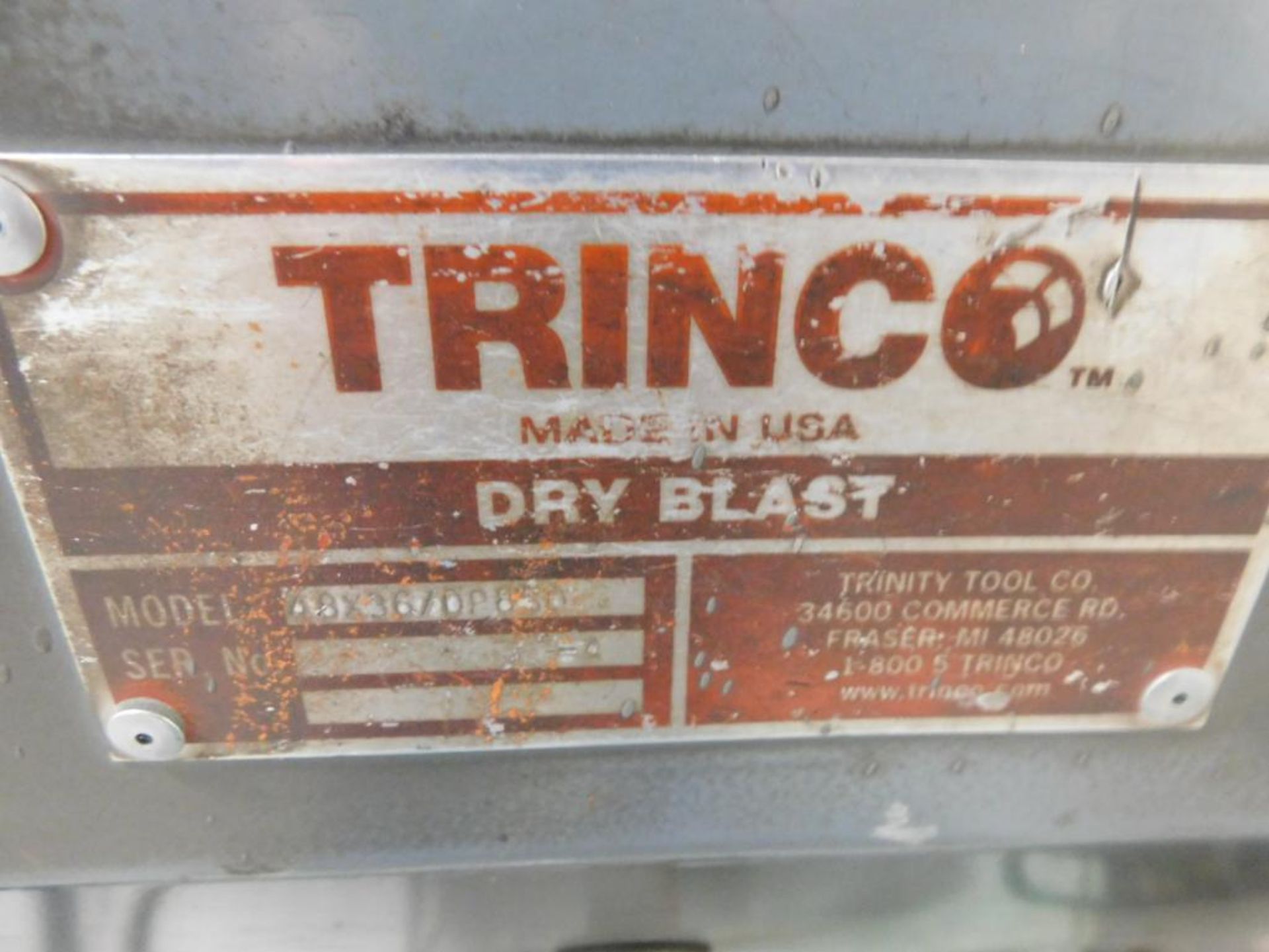 Trinco Media Blaster Model 48X36, S/N 159395-4, 48 in. Wide x 36 in. High x 36 in. Deep Chamber, - Image 3 of 6