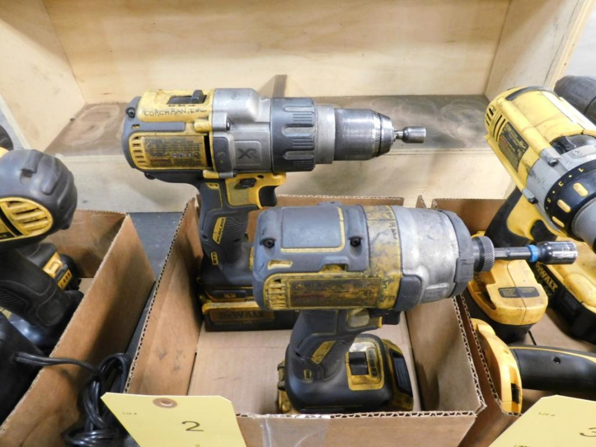 LOT: (1) Dewalt 1/2 in. Cordless Hammer Drill, (1) Dewalt 1/4 in. Cordless Impact Driver, with