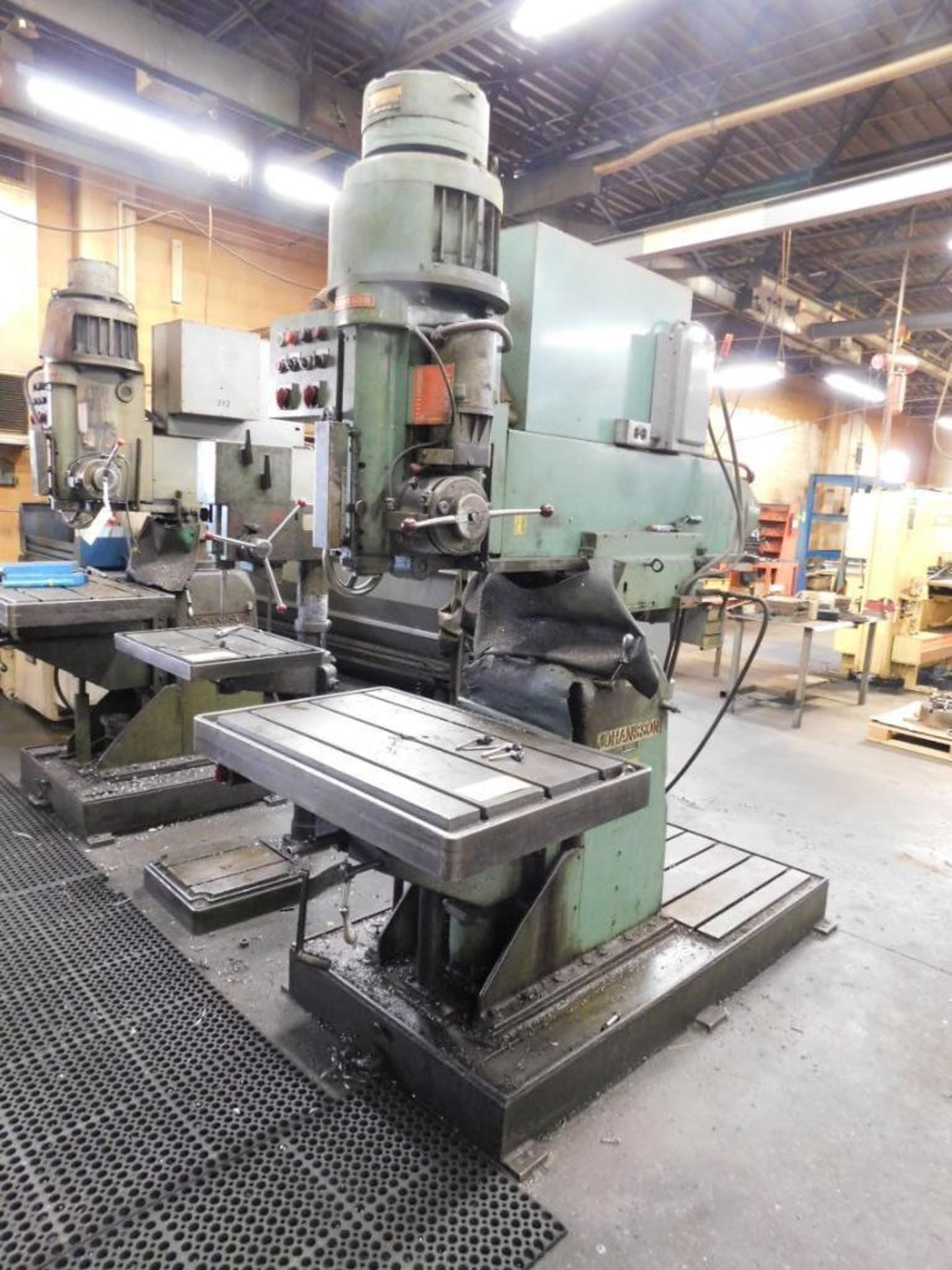 Johansson 30 in. Arm x 11 in. Column Radial Drill, 23 in. x 36 in. Table, Geared, Power Feed,