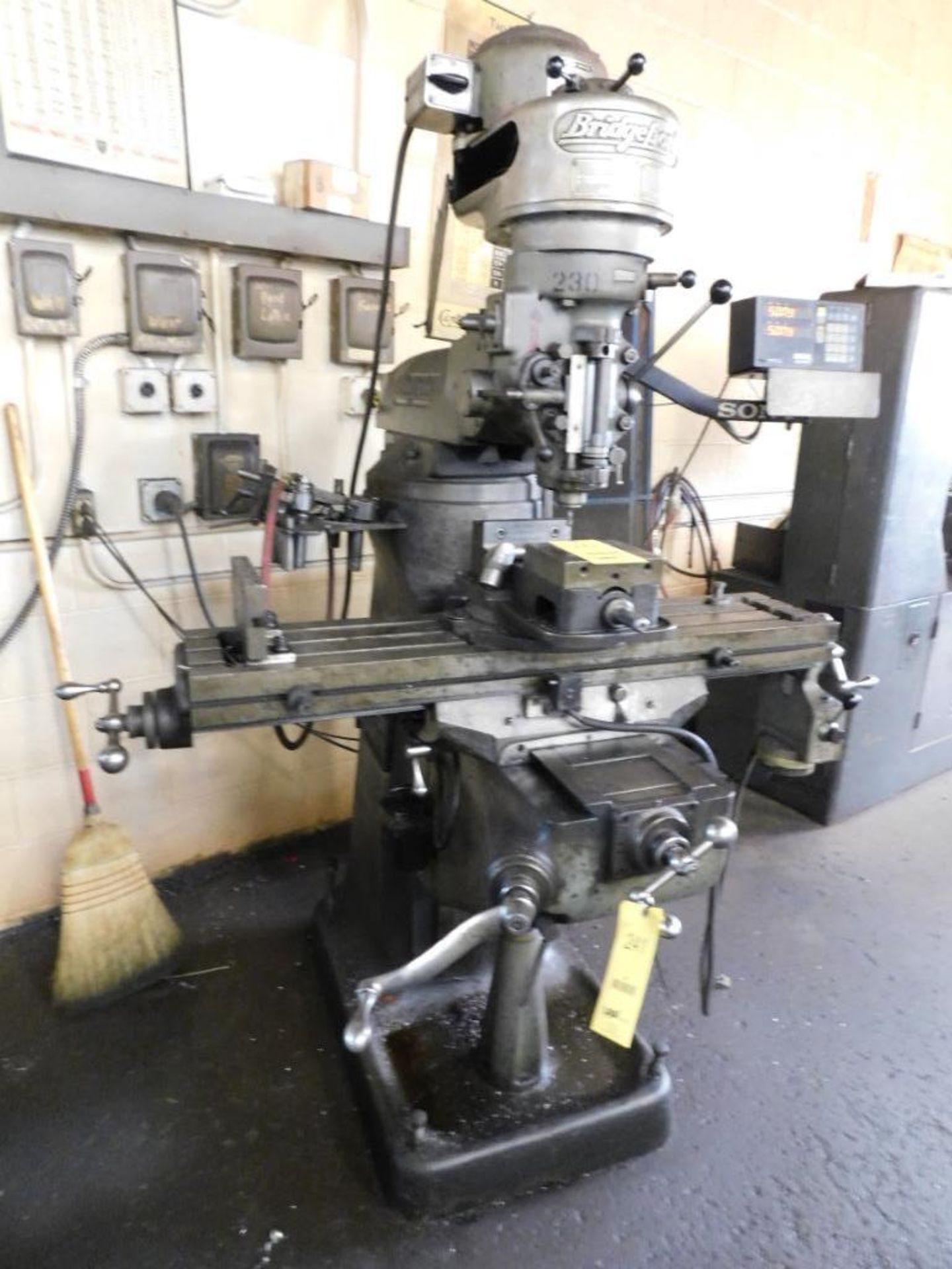 Bridgeport 1 HP Vertical Mill, S/N 47583, 9 in. x 42 in. Power Feed Table, Sony 2-Axis DRO