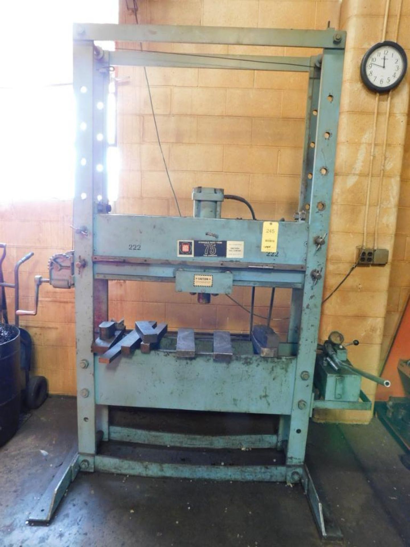 Owatonna 75 Ton H-Frame Shop Press, 45 in. Between Uprights, Cable Z-Adjustment