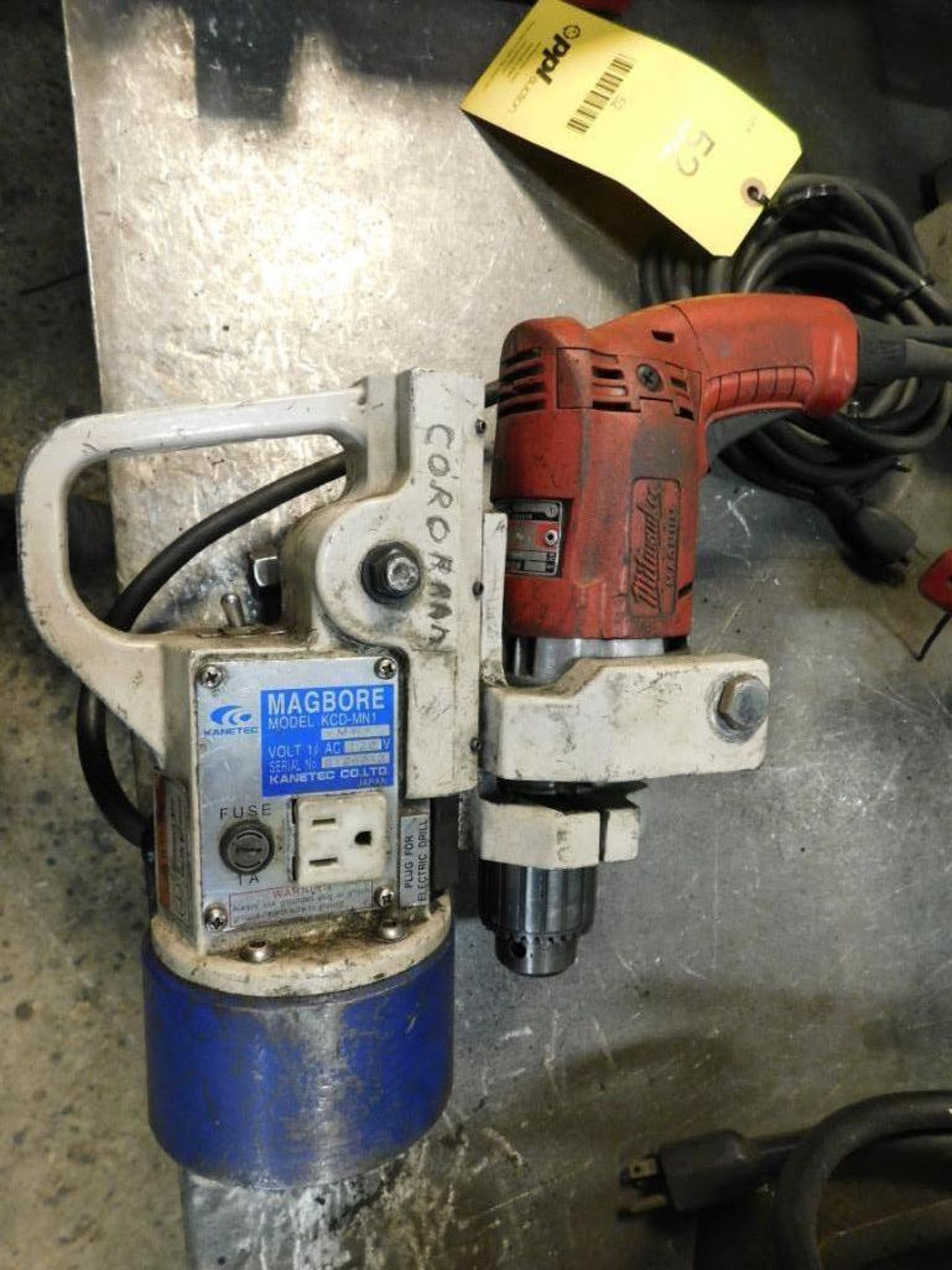 LOT: Milwaukee Magnum Hole Shooter Drill Driver, with Kanetec Magbore Model KCD-MN1 Magnetic Drill