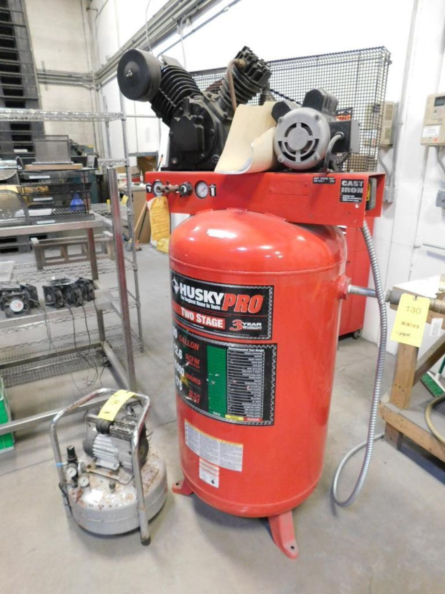 Husky Pro 2-Stage Vertical Air Compressor Model HS781003AJ, S/N L4/8/05-00083, 80 Gallon, 175 PSI