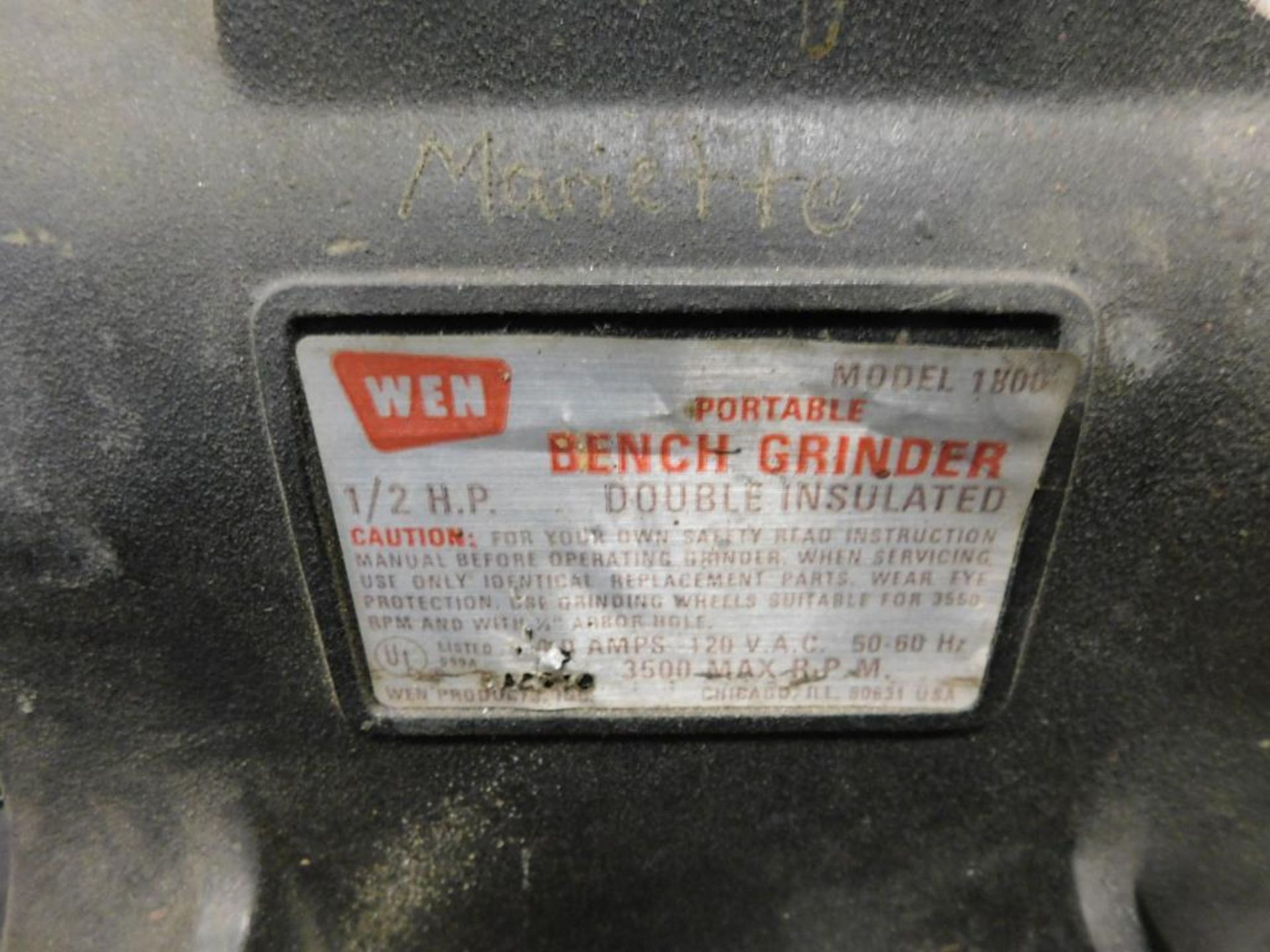 WEN Portable Bench Grinder, 1/2 HP - Image 2 of 2